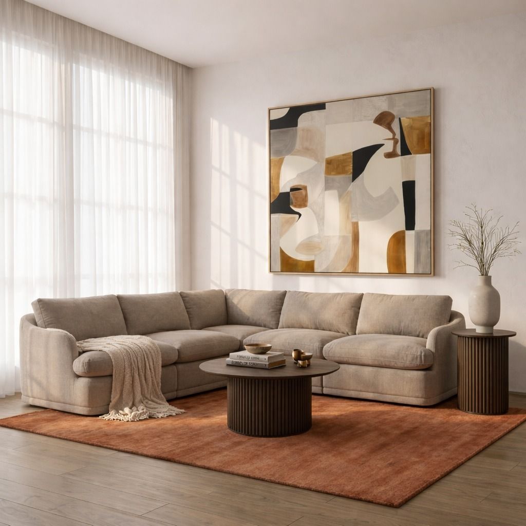 Chantry Modern Sand Fabric Sectional Sofa