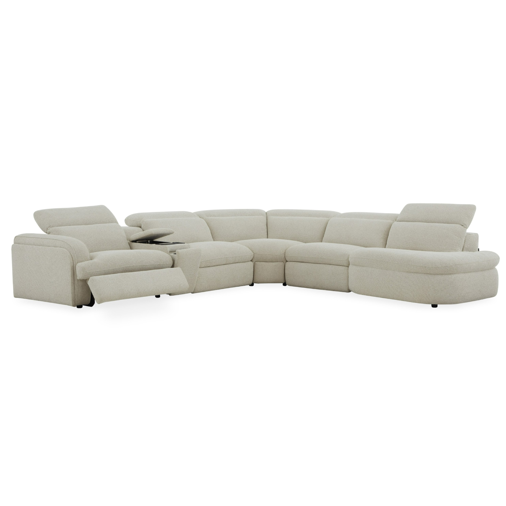 Ambler Modern Fabric Sectional Sofa w/ 2 Power Recliners Right Facing Chaise