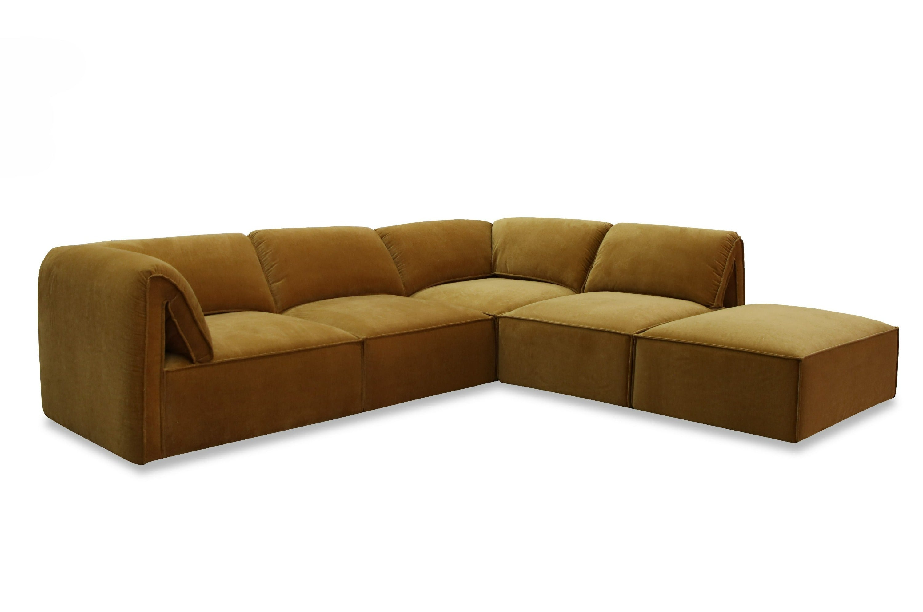 Gene Modern Ochre Fabric 5-Piece Modular Sectional Sofa