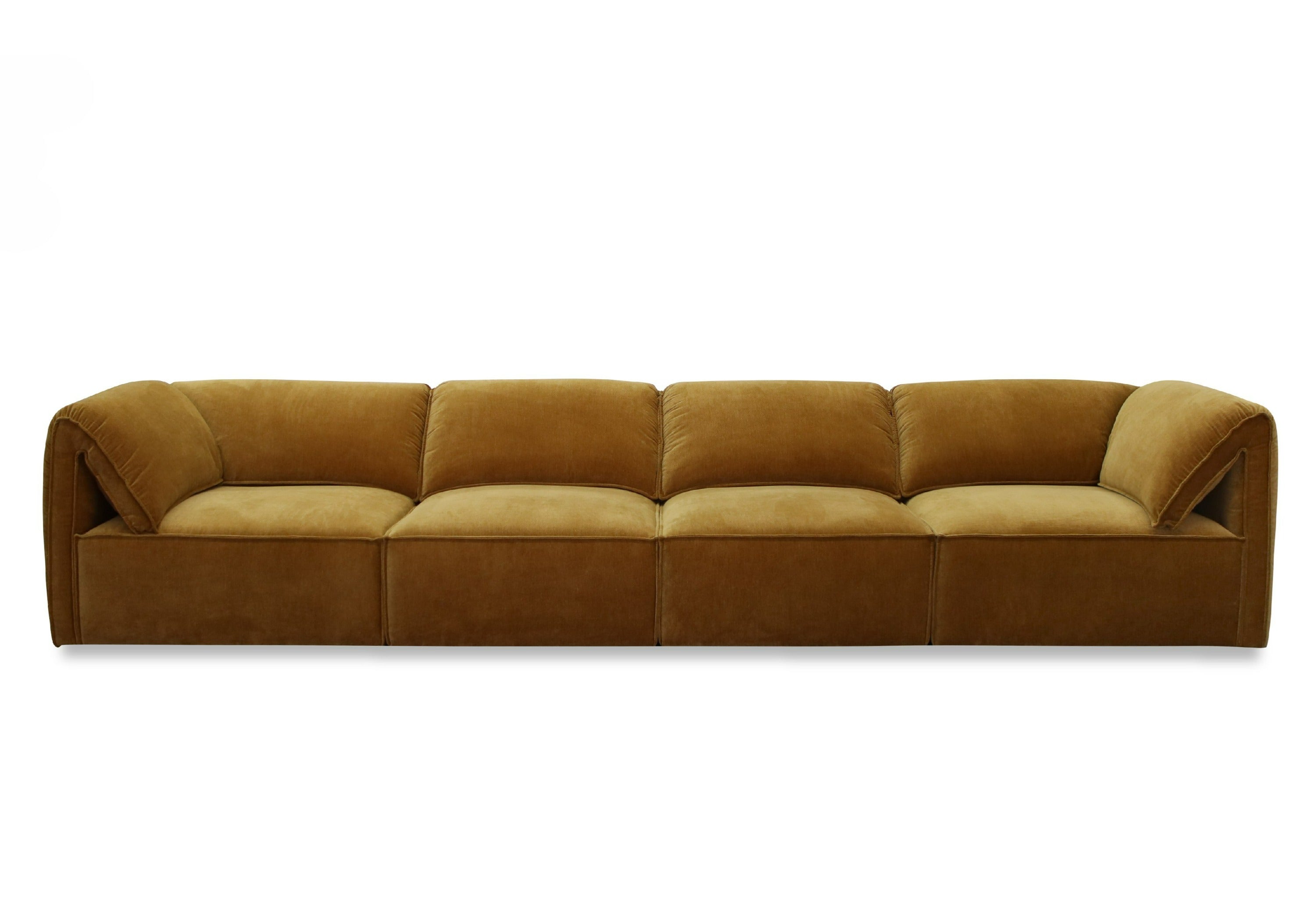 Gene Modern Ochre Fabric 5-Piece Modular Sectional Sofa