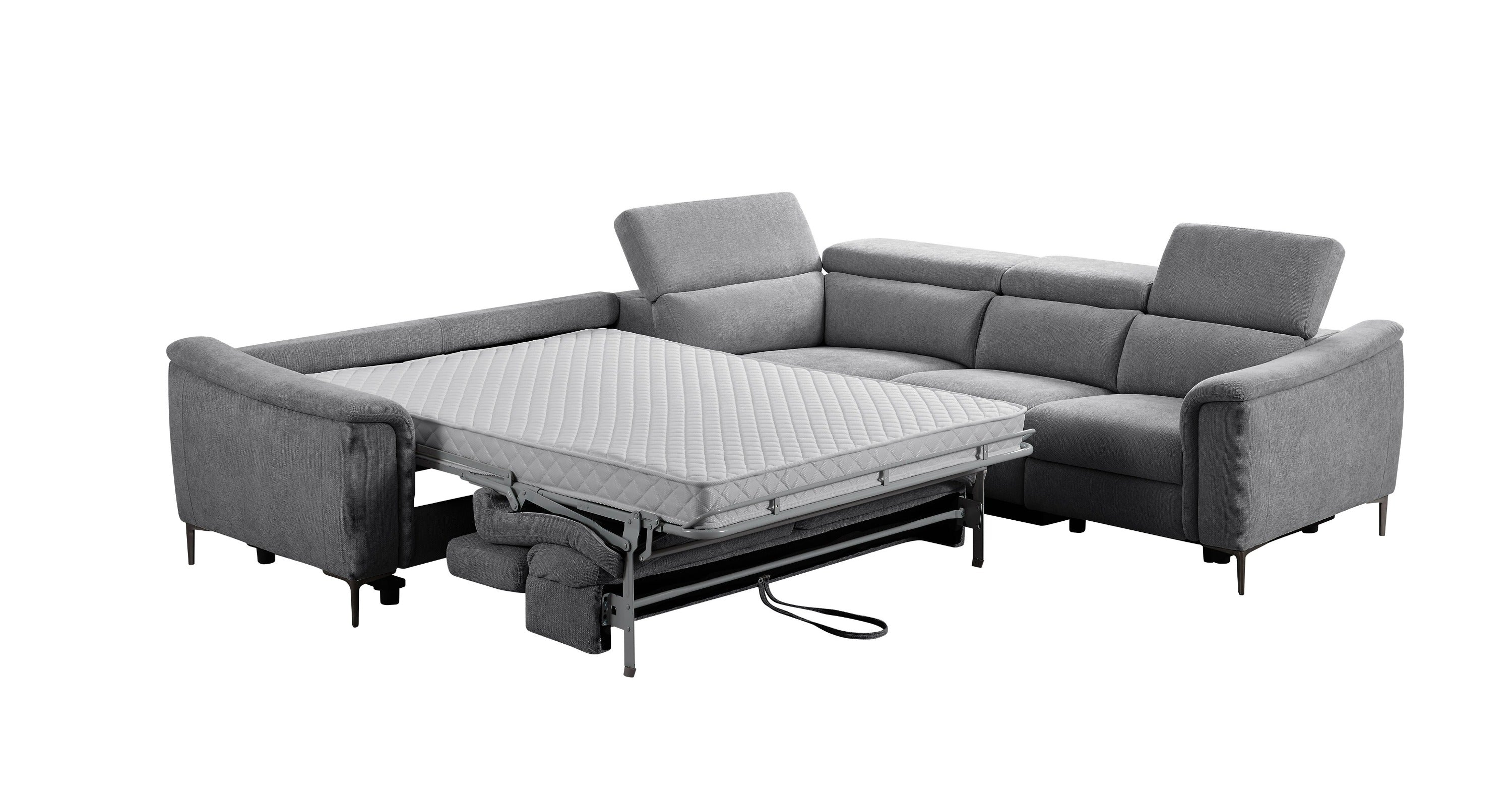 Divani Casa Coffman Modern Fabric Sectional Sofa w/ Sofa Bed Recliner