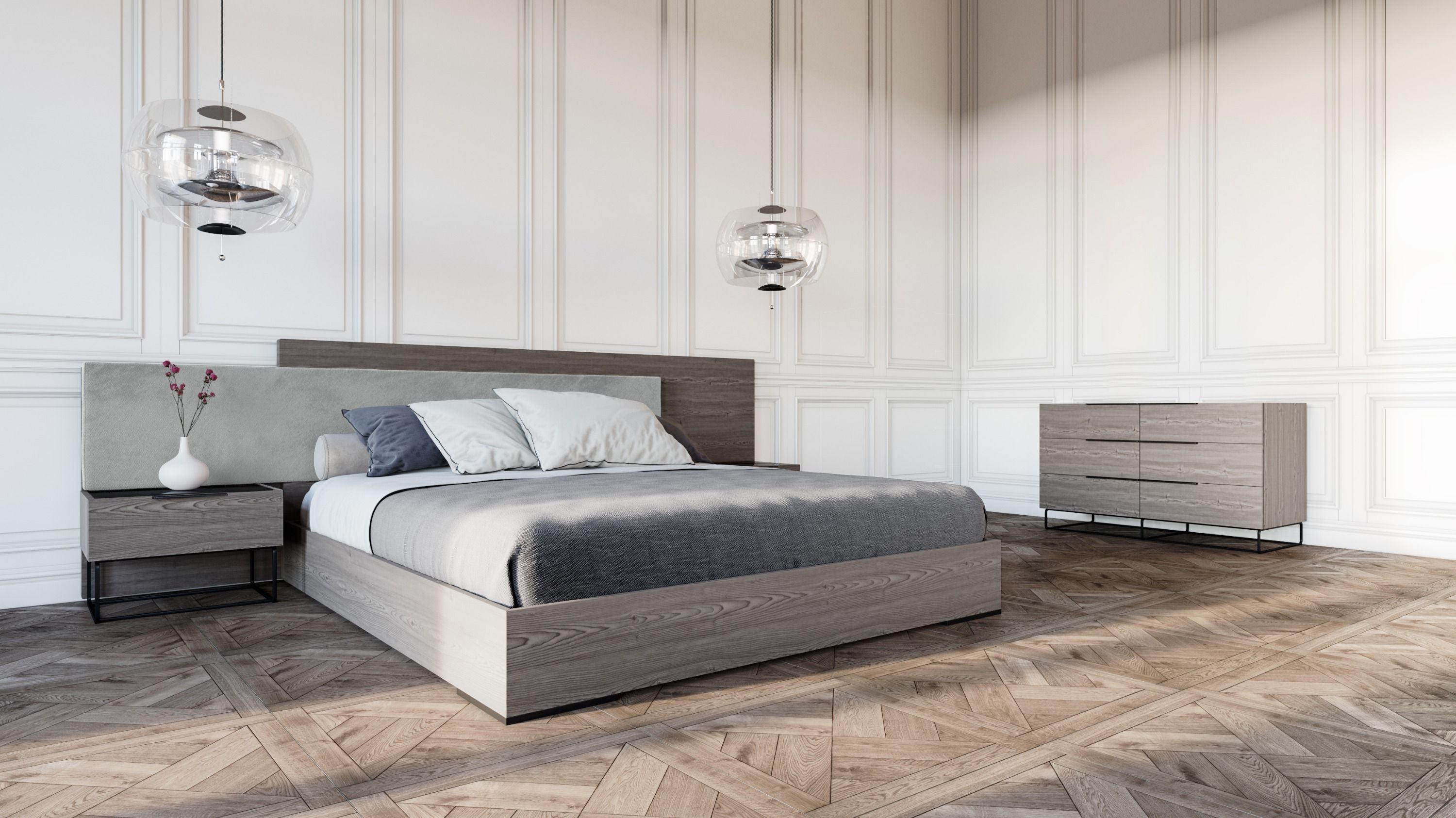 Enzo Italian Modern Fabric 4-Piece Bedroom Set