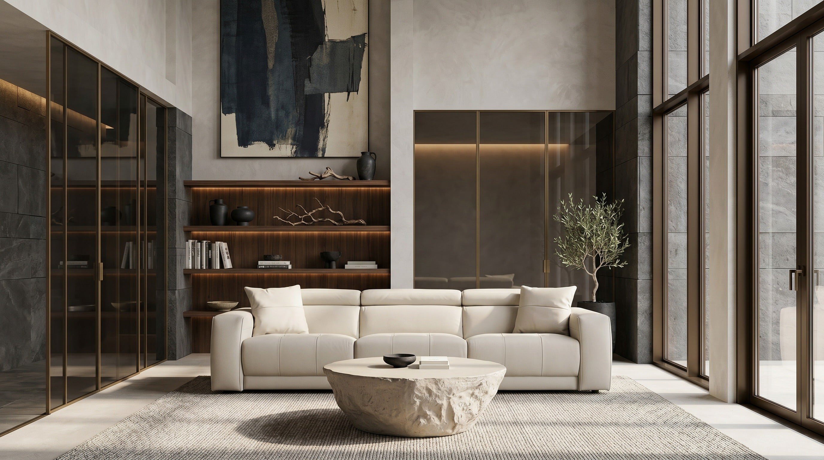 Dalton Modern Italian Leather 4-Seat Sofa and 2 Recliners