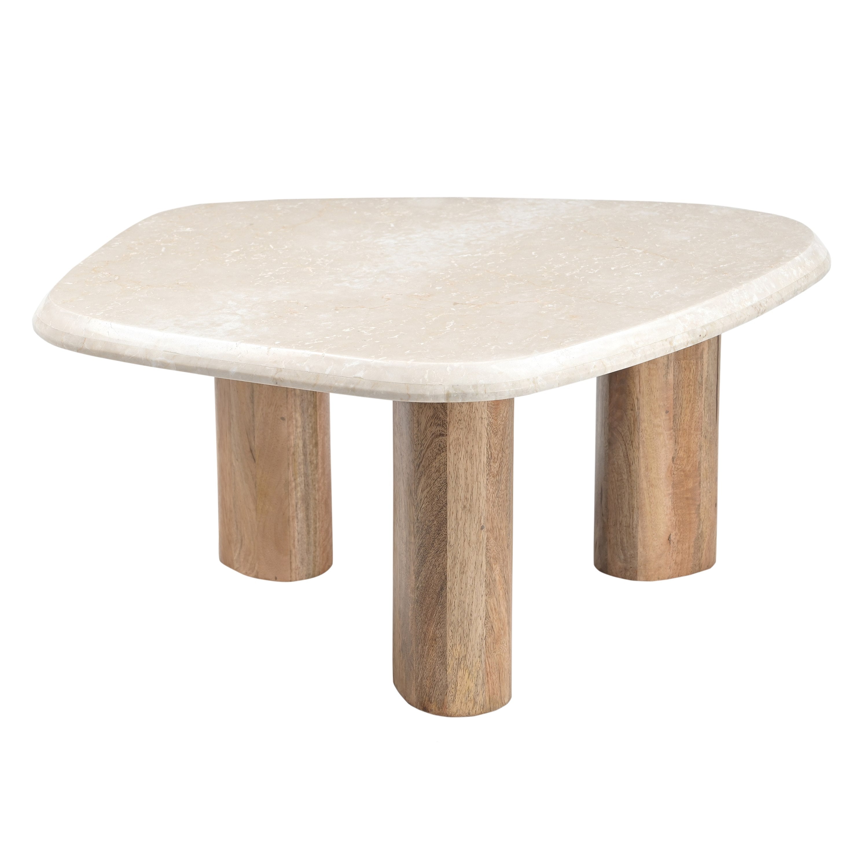 Marlin Modern Marble and Mango Wood Nesting Table Set