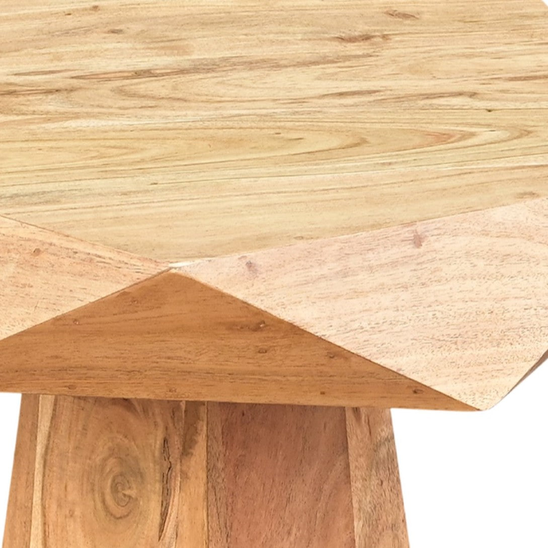 Duffy Modern Acacia Pentagon End Table