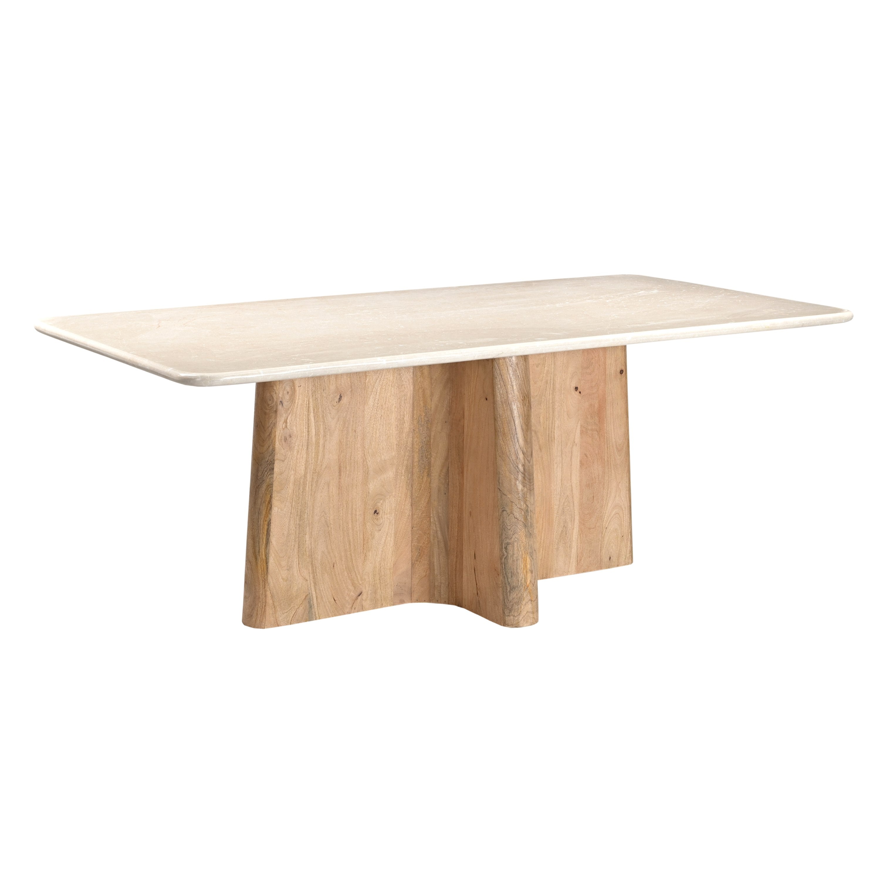 Harley Modern Marble and Mango Wood Rectangular Dining Table