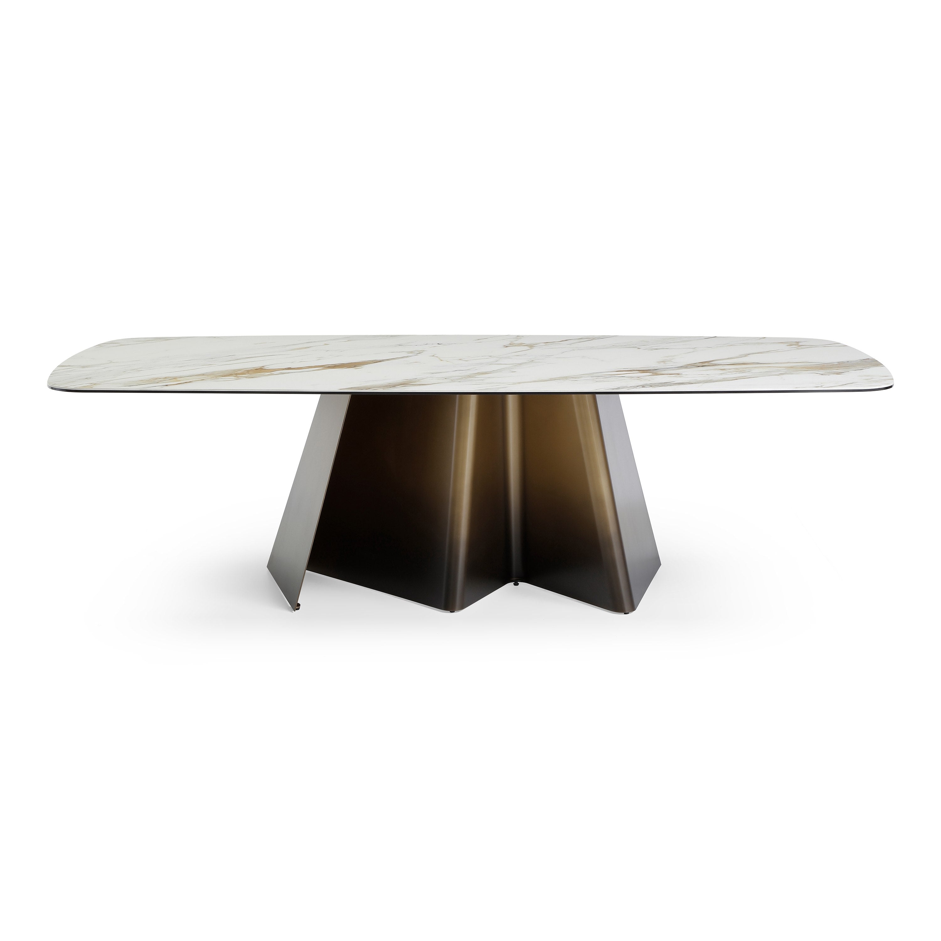 Clifford Contemporary Ceramic and Brushed Dining Table