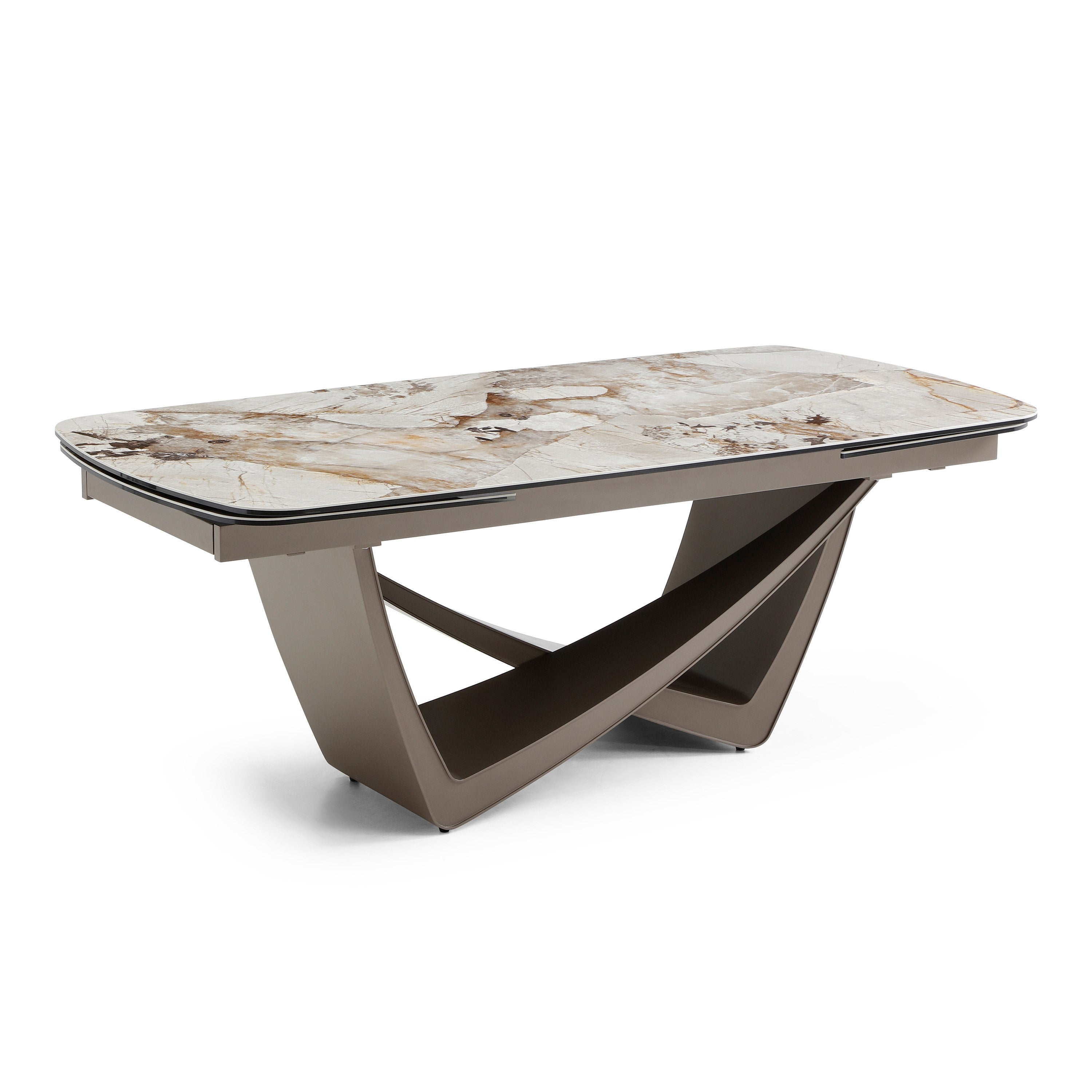 Dunster Contemporary Ceramic and Metallic Extendable Dining Table