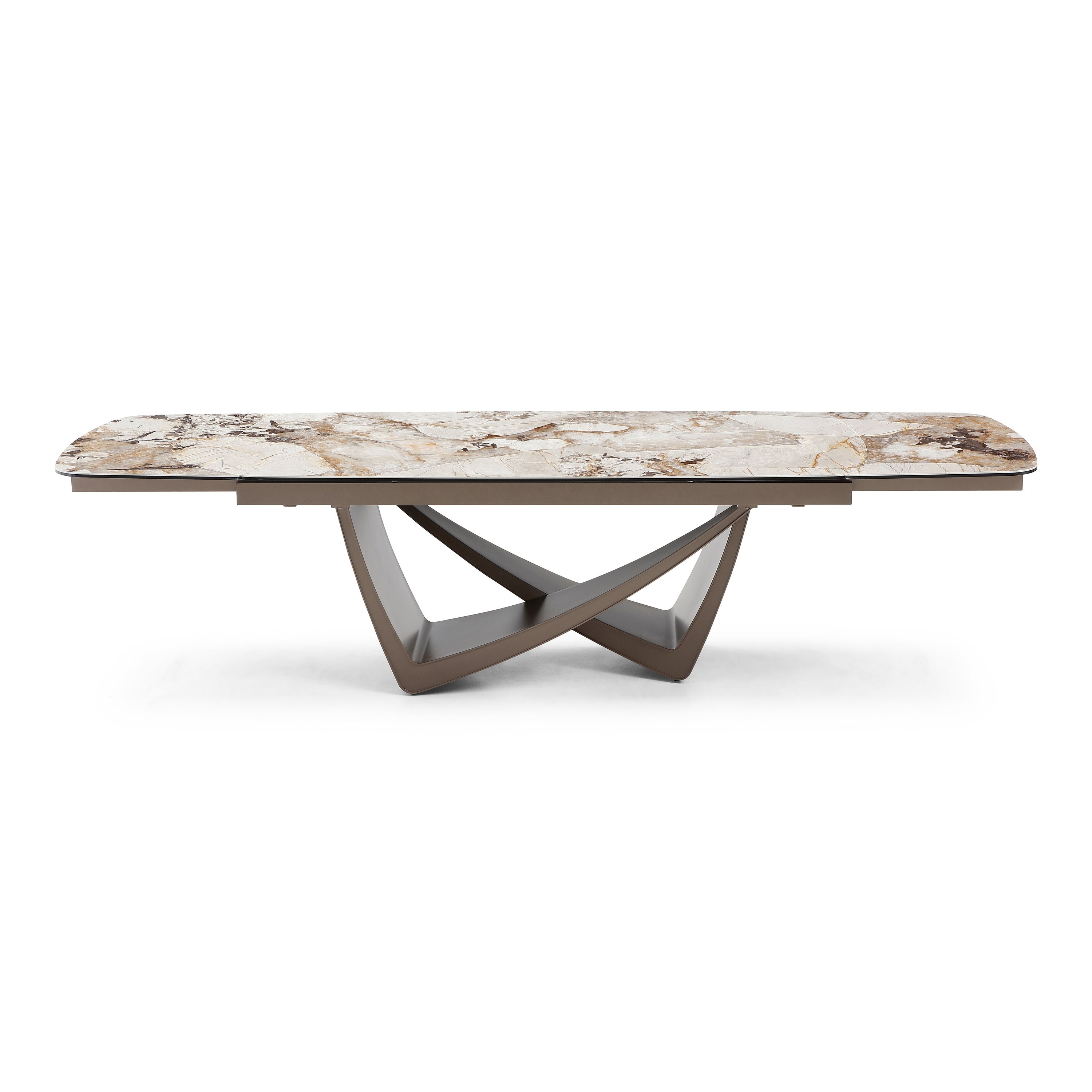 Dunster Contemporary Ceramic and Metallic Extendable Dining Table