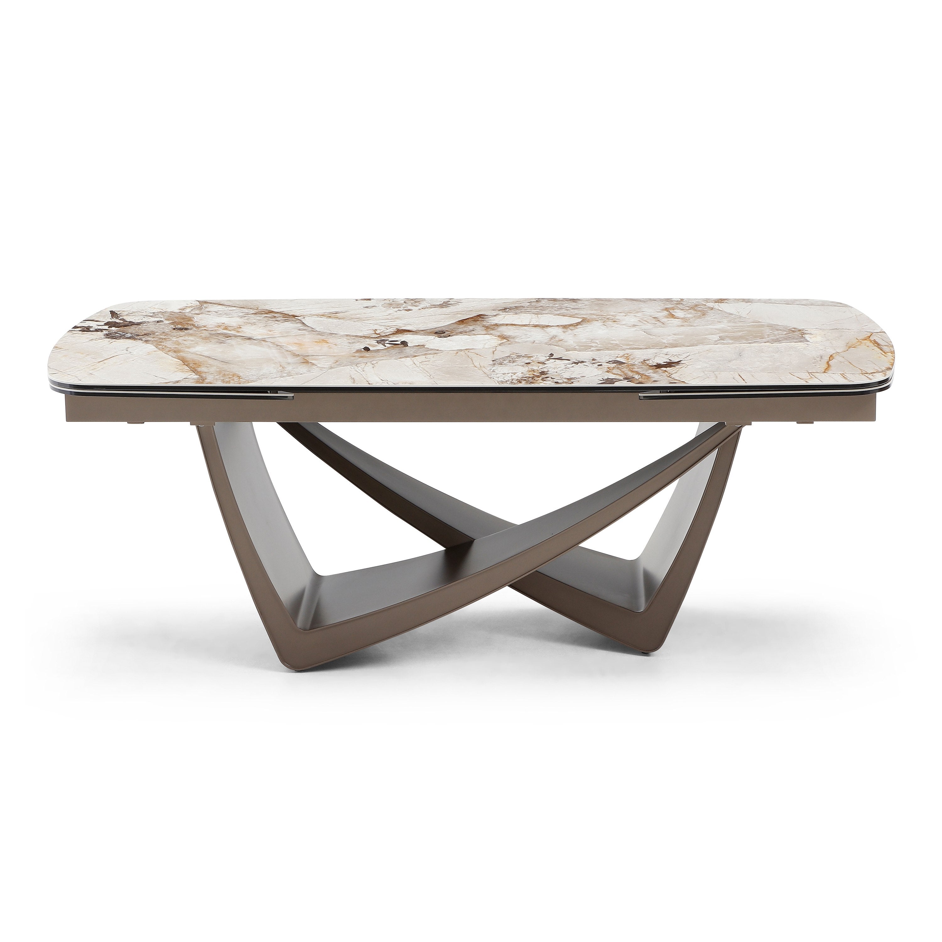 Dunster Contemporary Ceramic and Metallic Extendable Dining Table