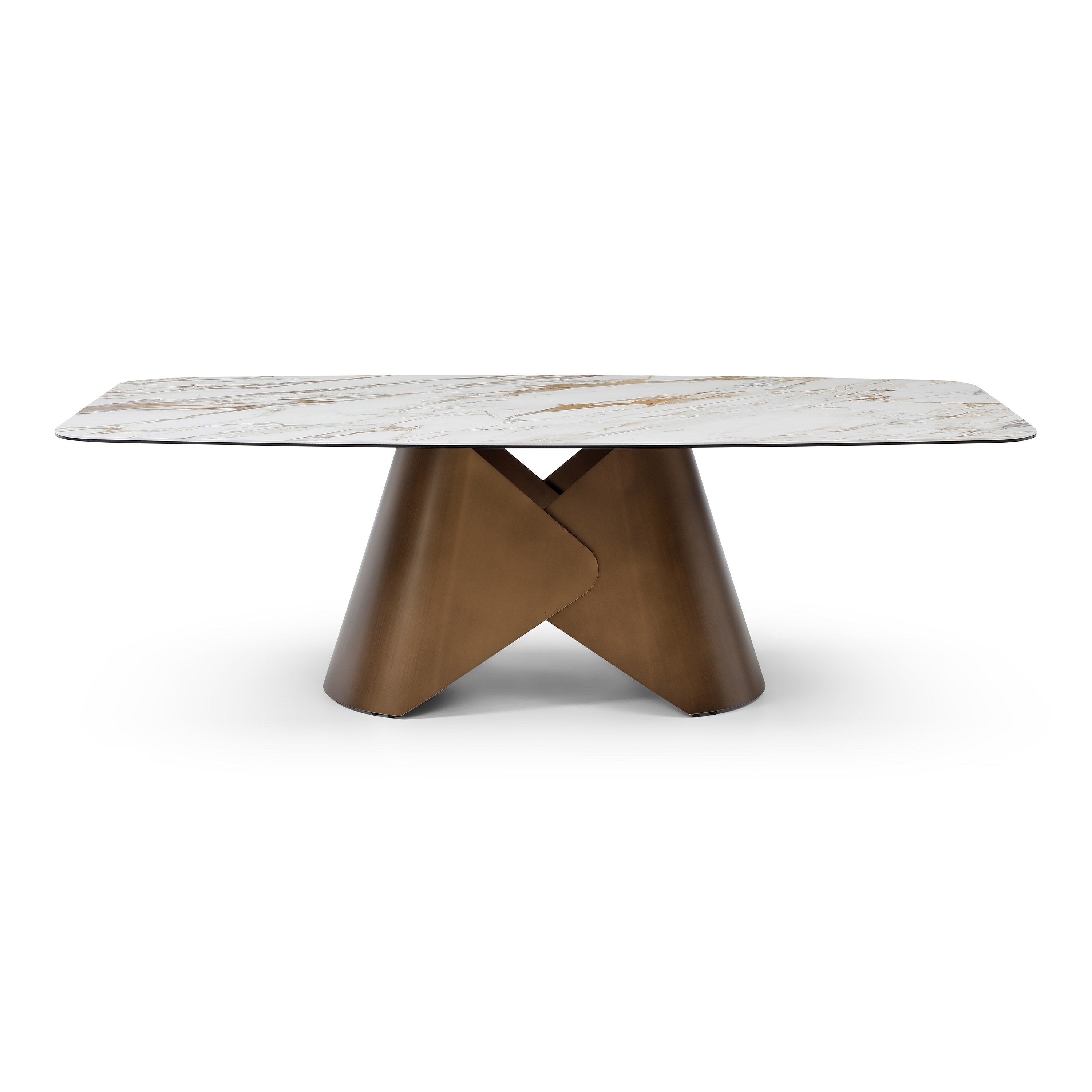 Chiswell Contemporary Ceramic and Brushed Dining Table