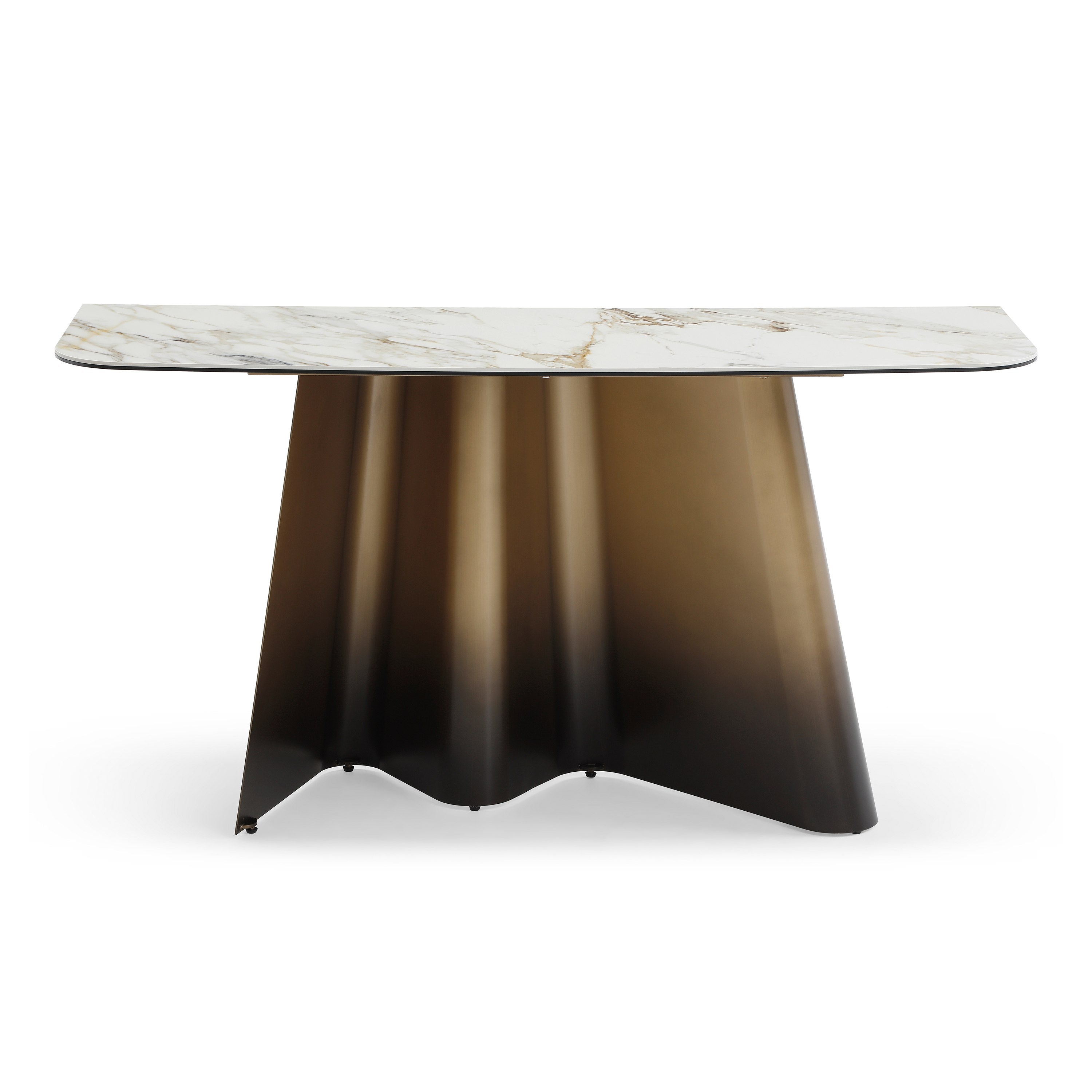 Clifford Contemporary Ceramic and Brushed Console Table