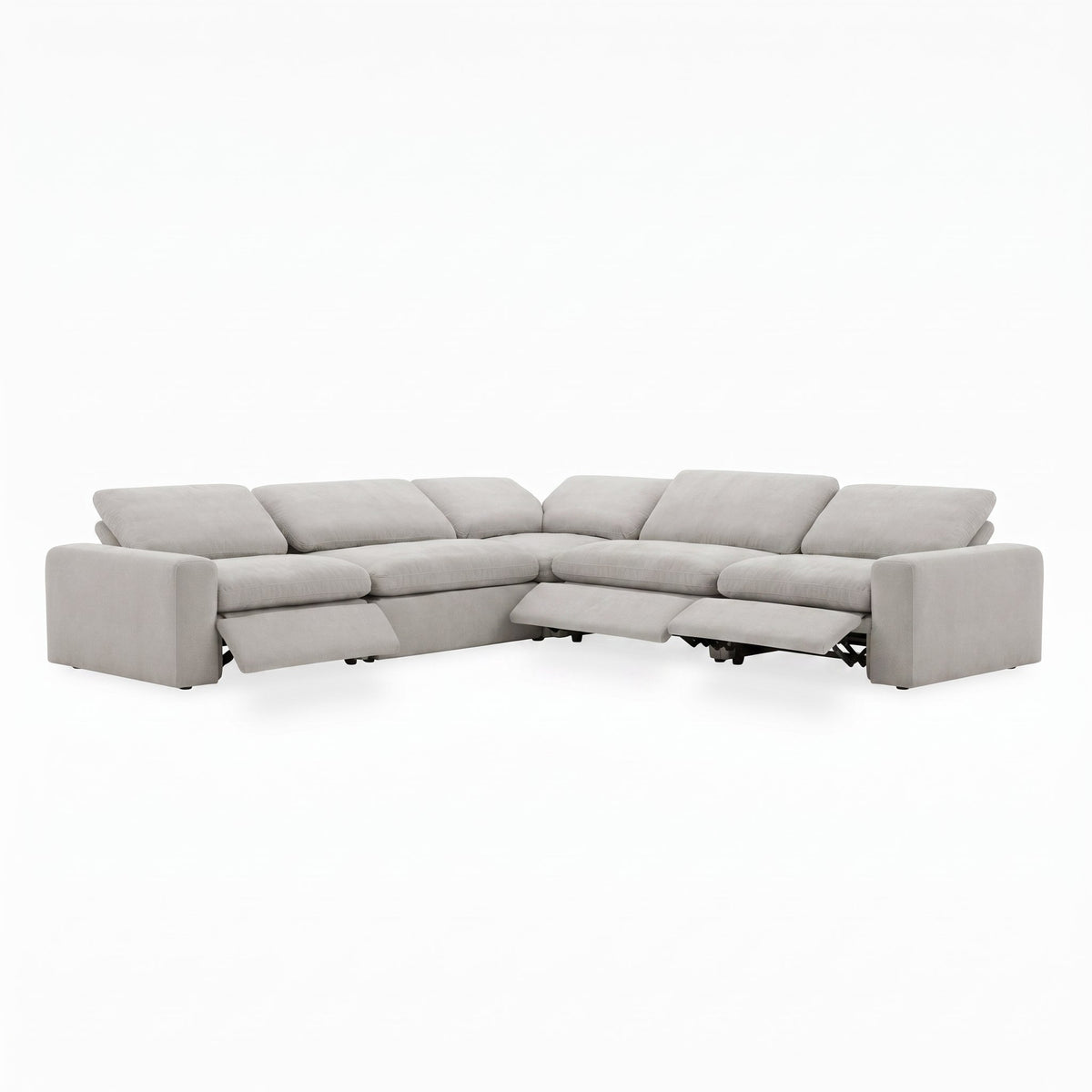 Nouveau Corinth - Modern Fabric Sectional Sofa with 3 Power Recliners and Headrests