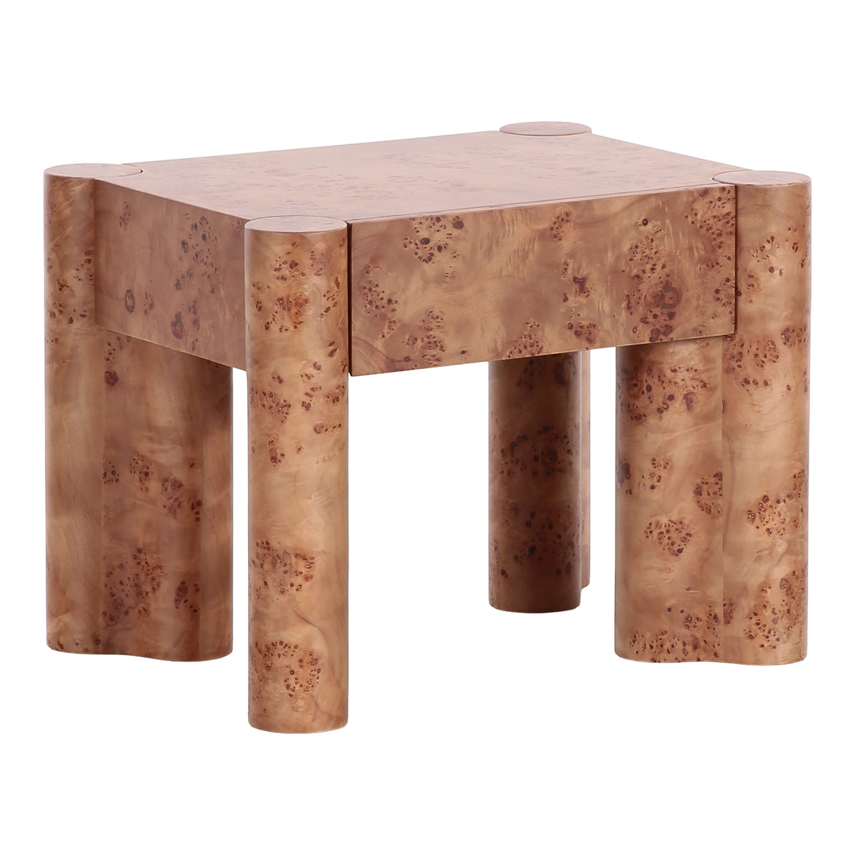 Nouveau Trita - Modern Wide Burl End Table/Nightstand