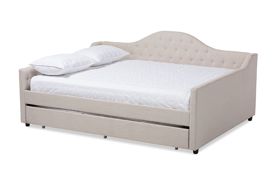 Eliza Modern and Contemporary Light Fabric Upholstered Daybed