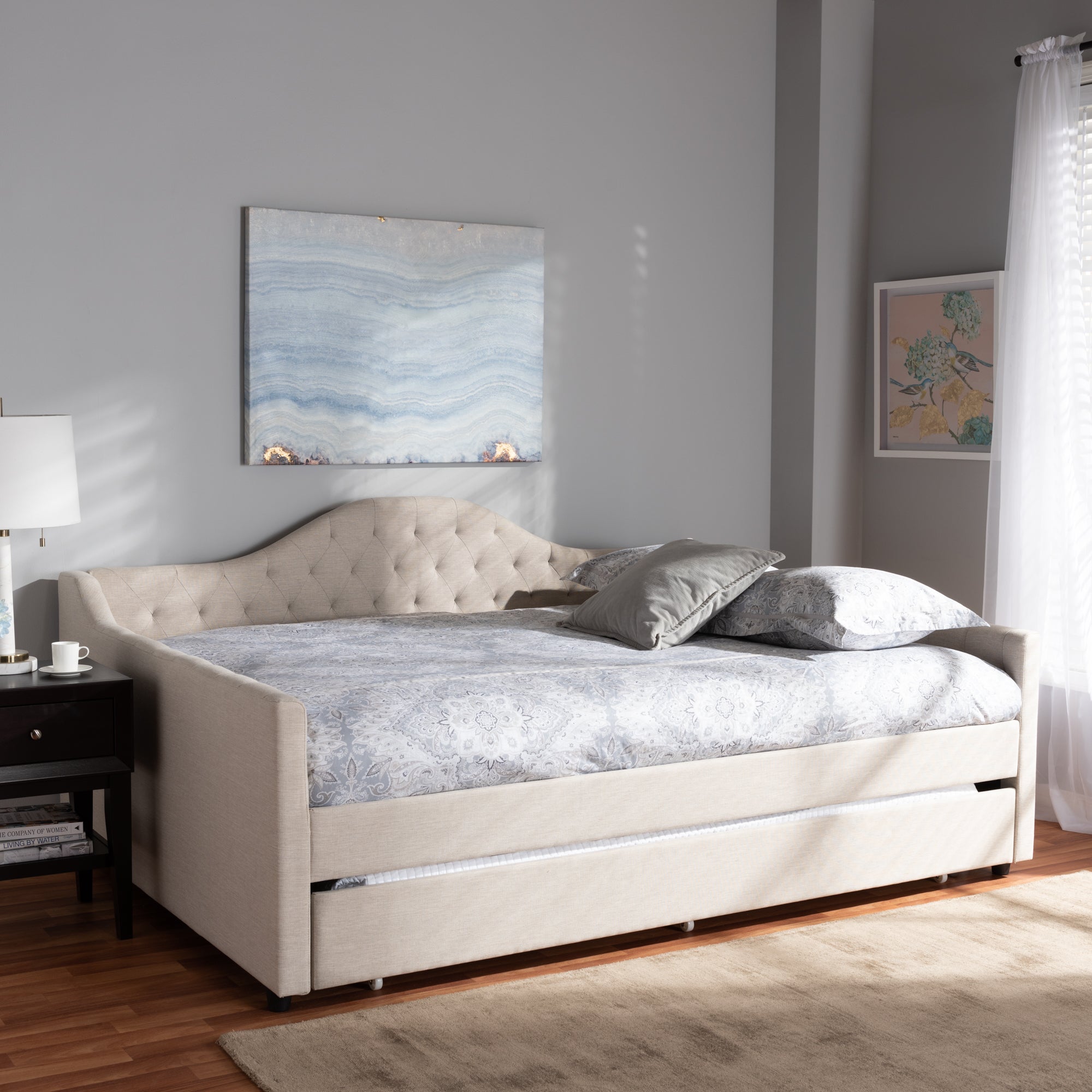 Eliza Modern and Contemporary Light Fabric Upholstered Daybed