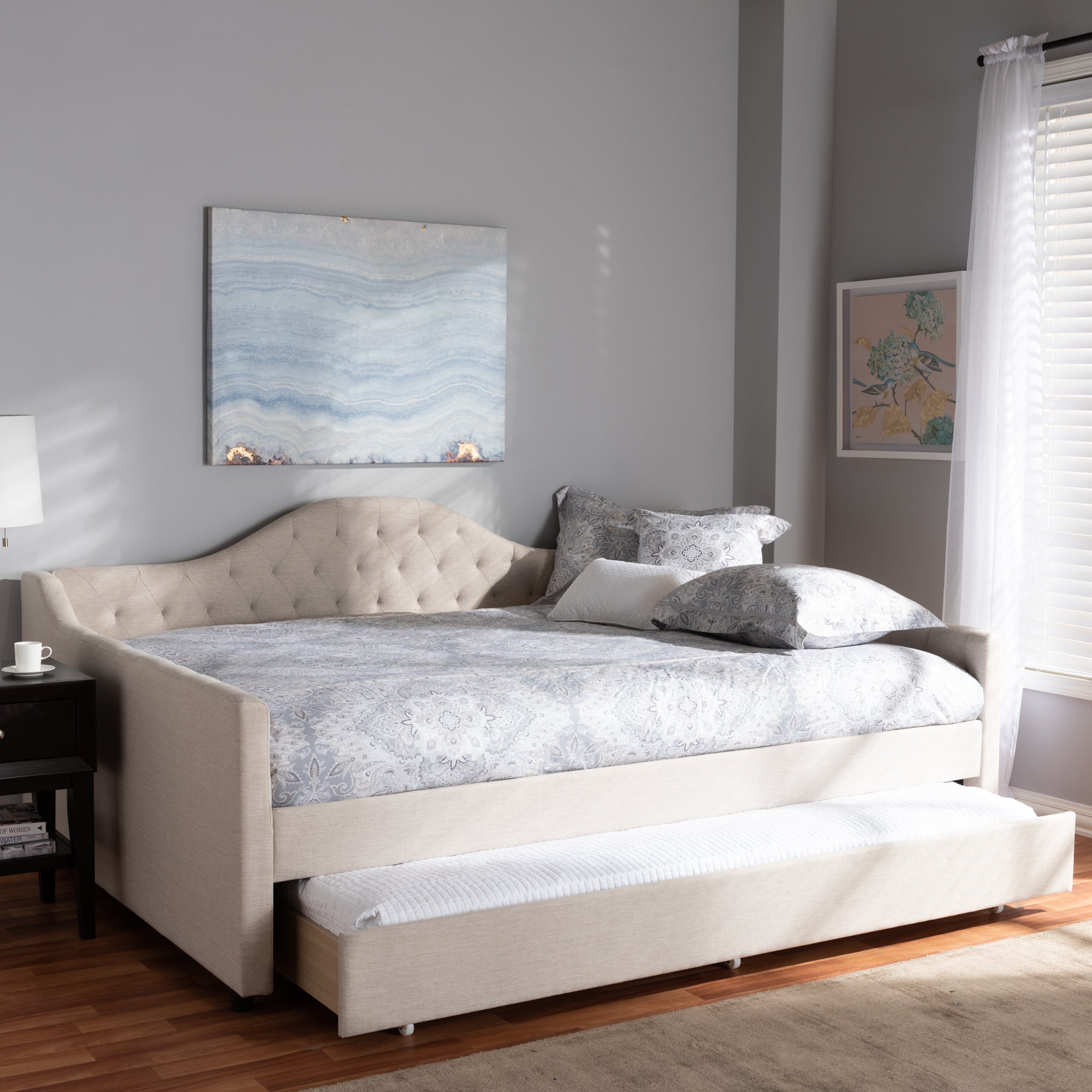 Eliza Modern and Contemporary Light Fabric Upholstered Daybed