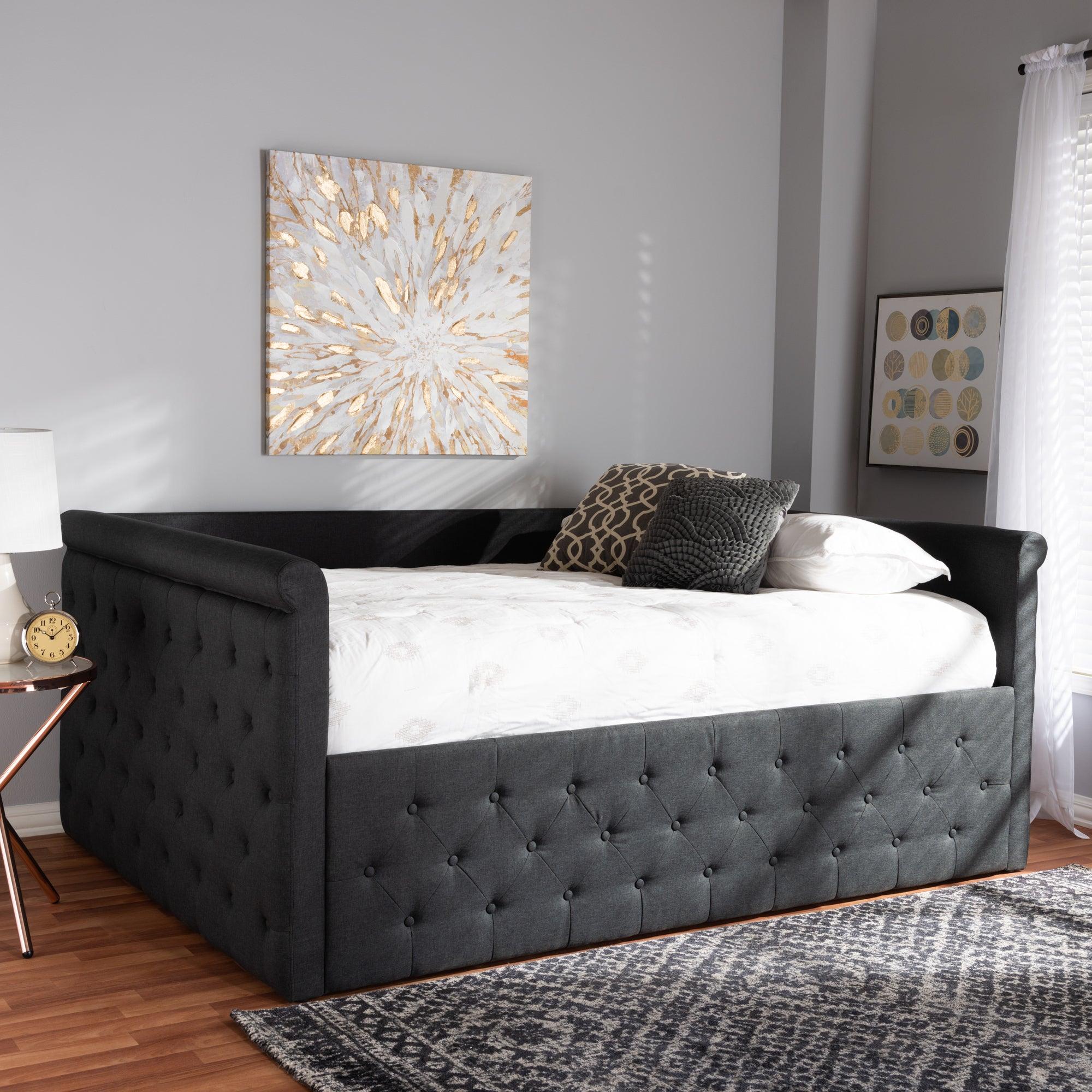 Amaya Modern and Contemporary Dark Fabric Upholstered Daybed