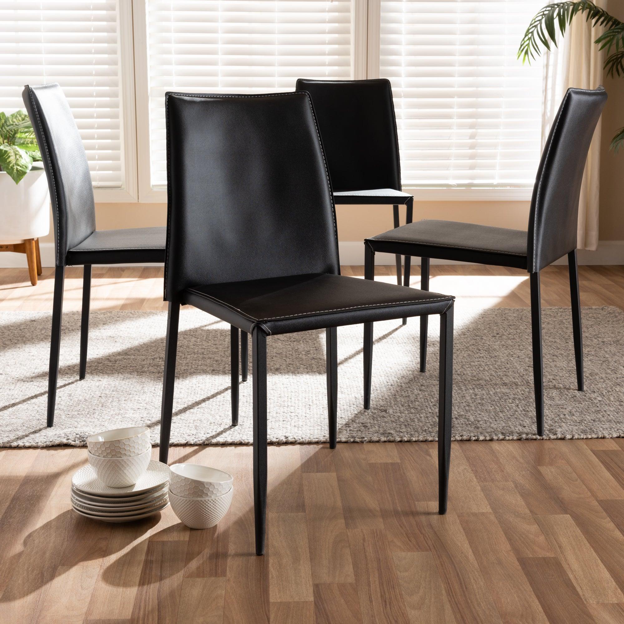 Pascha Modern and Contemporary Faux Leather Upholstered Dining Chair (Set of 4)