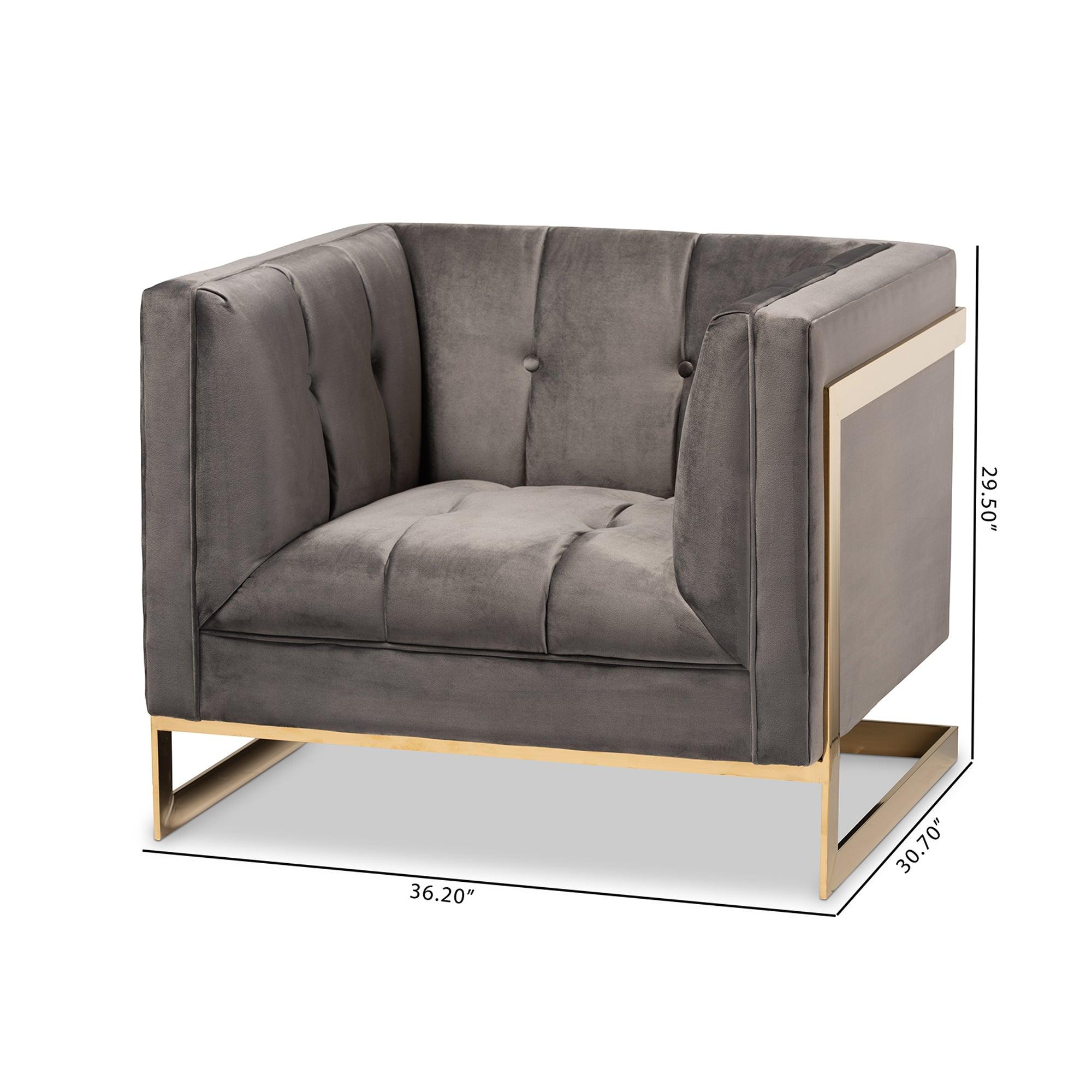 Ambra Glam and Luxe Velvet Fabric Upholstered and Button Tufted Armchair