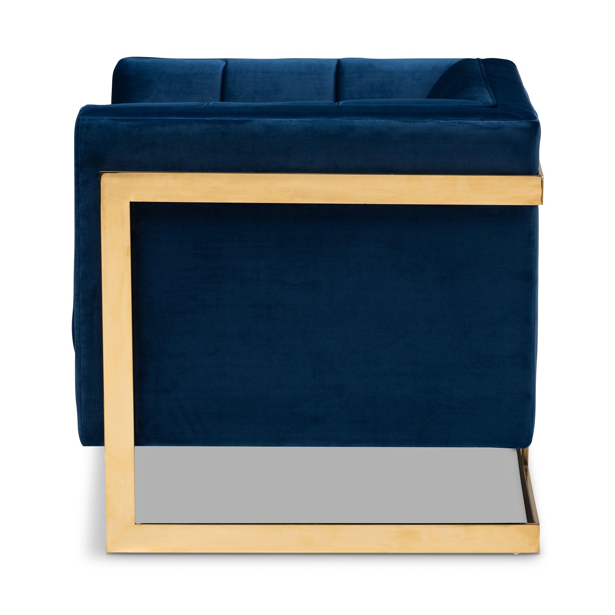Ambra Glam and Luxe Royal Velvet Fabric Upholstered and Button Tufted Armchair
