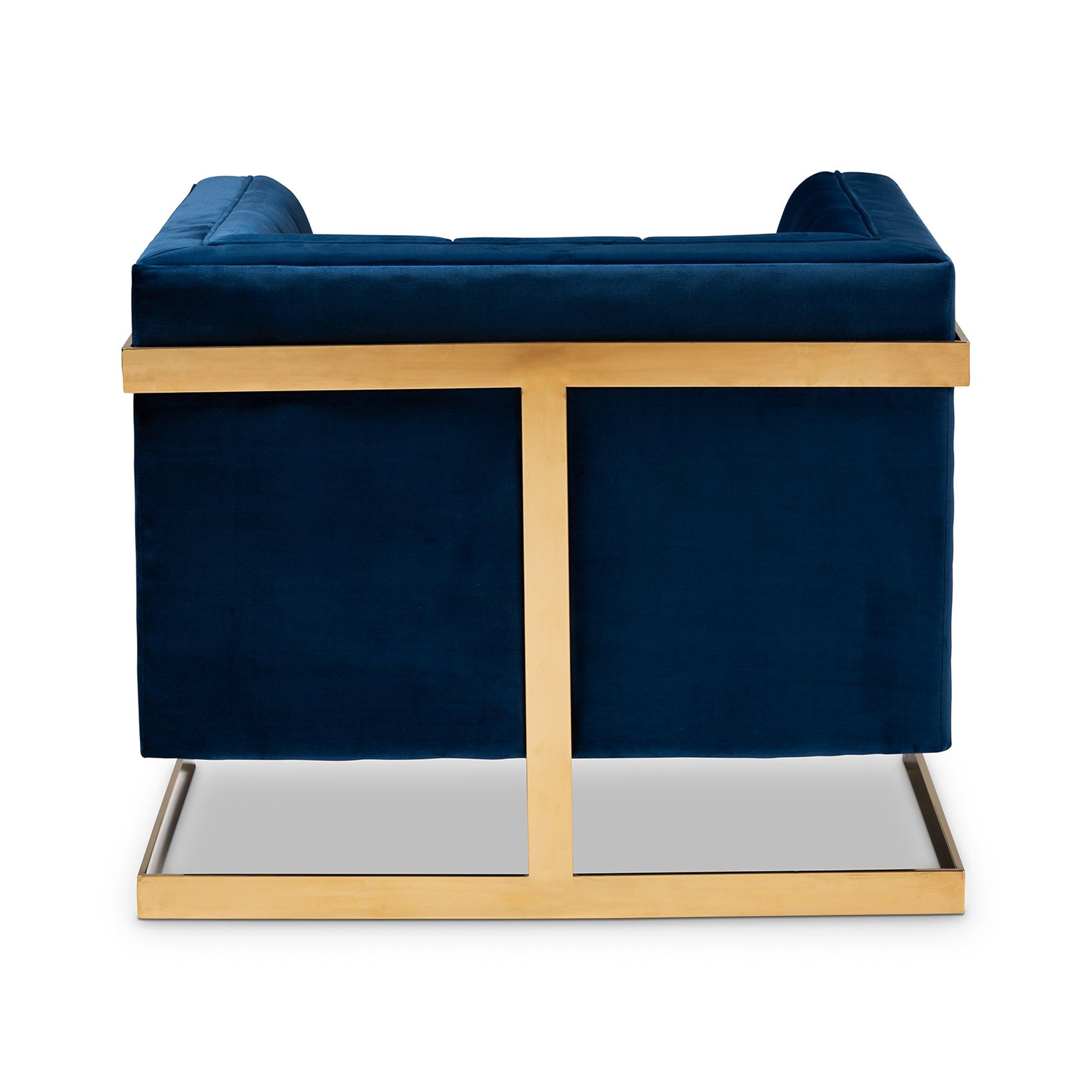 Ambra Glam and Luxe Royal Velvet Fabric Upholstered and Button Tufted Armchair