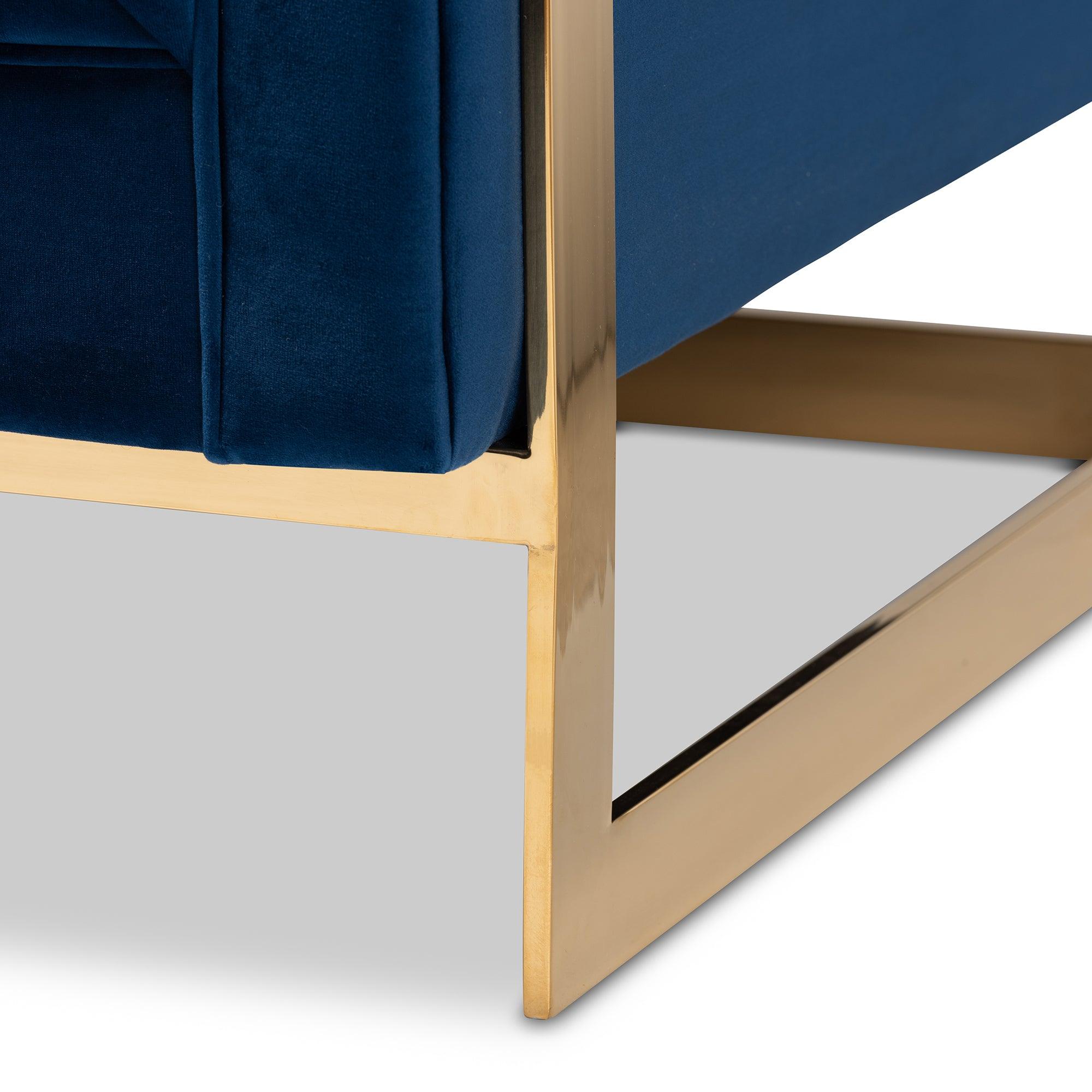 Ambra Glam and Luxe Royal Velvet Fabric Upholstered and Button Tufted Armchair