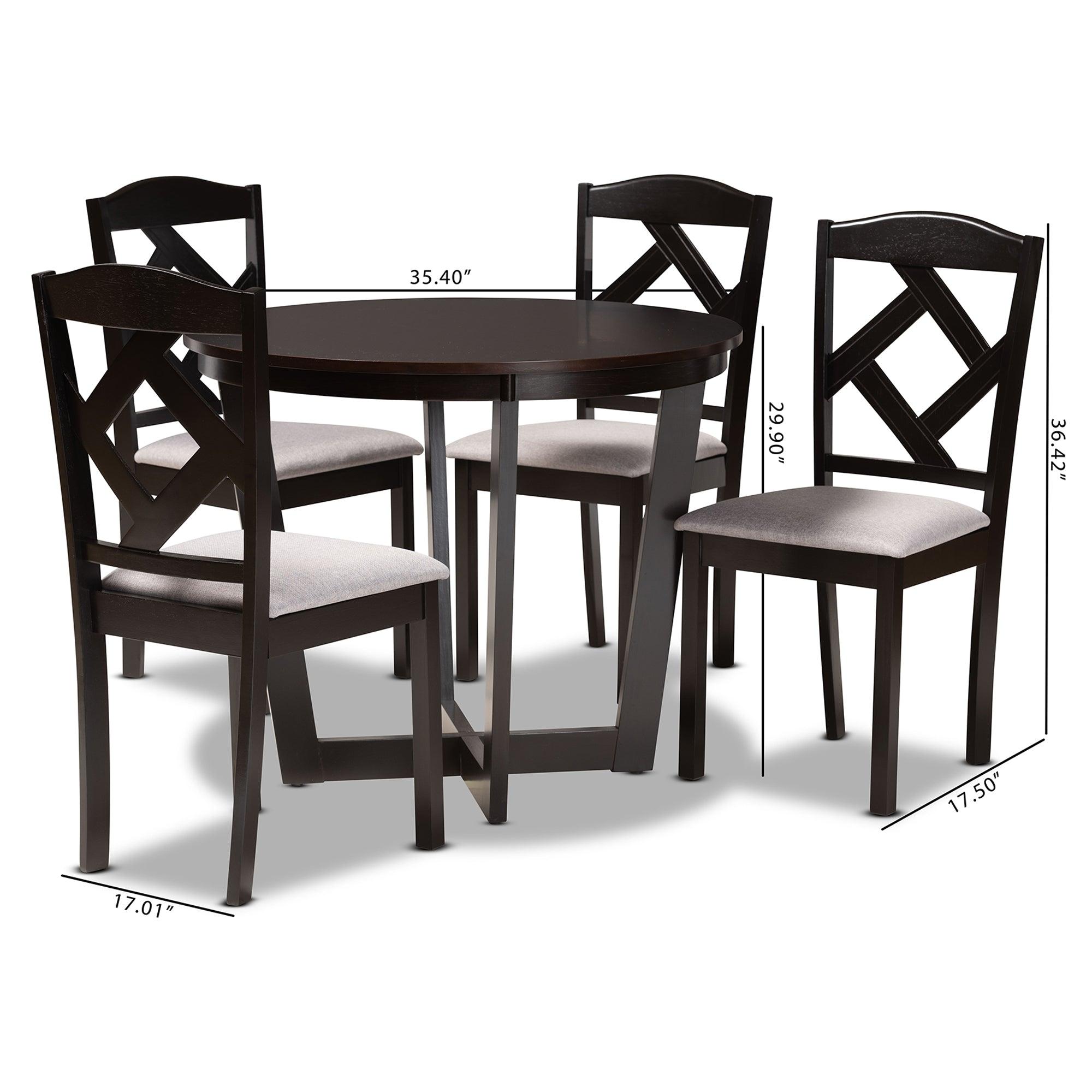 Morigan Modern Transitional Fabric Upholstered and Finished Wood 5-Piece Dining Set
