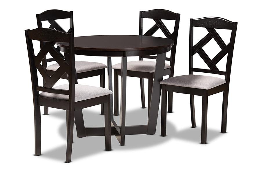 Morigan Modern Transitional Fabric Upholstered and Finished Wood 5-Piece Dining Set
