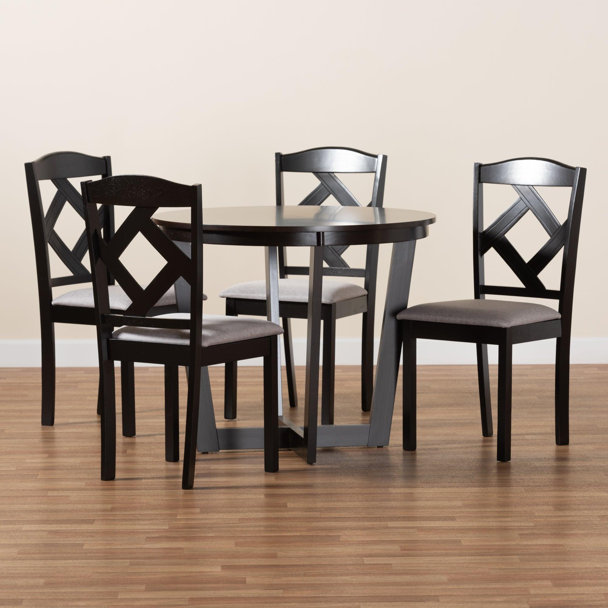 Morigan Modern Transitional Fabric Upholstered and Finished Wood 5-Piece Dining Set