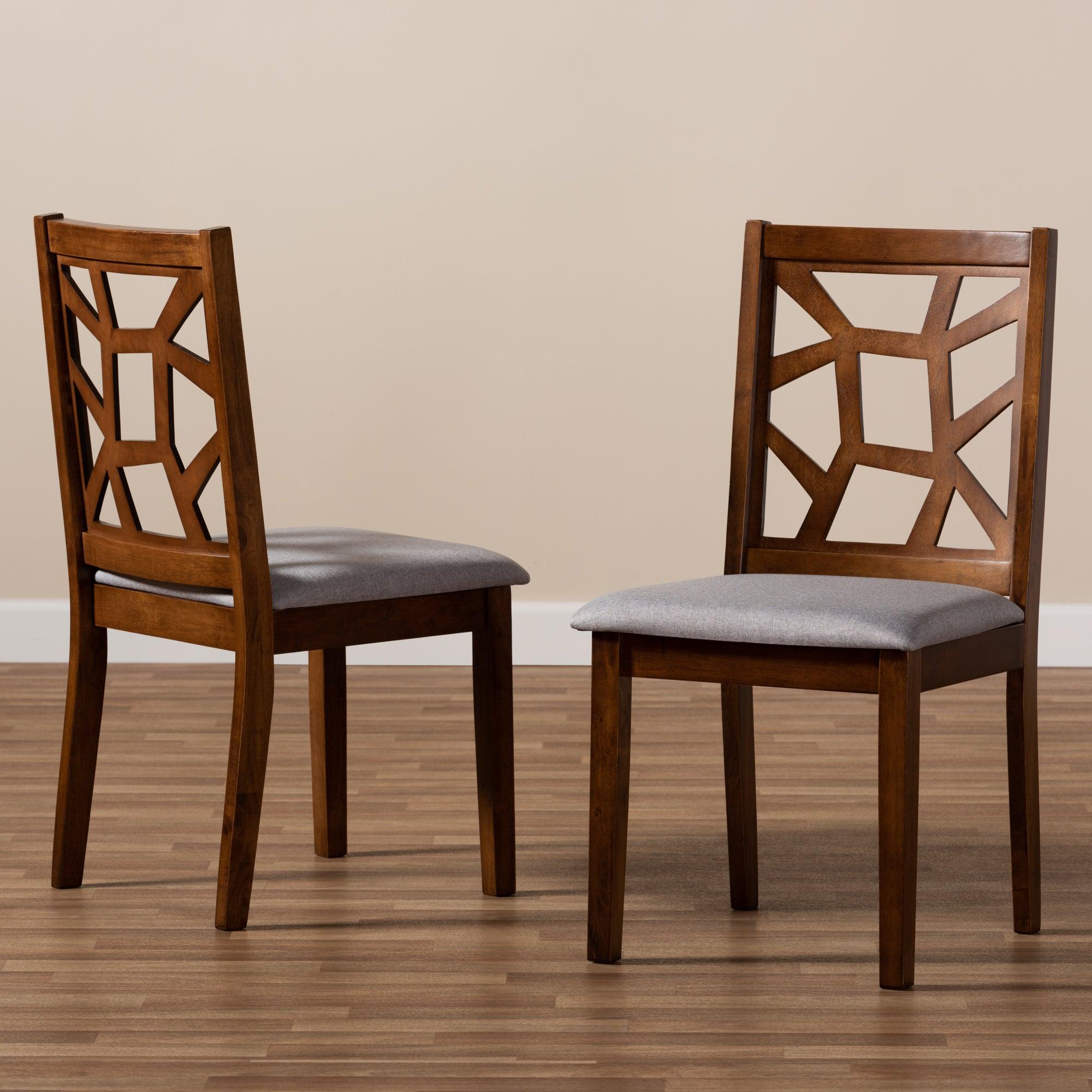 Abilene Mid-Century Fabric Upholstered and Finished Dining Chair Set of 2