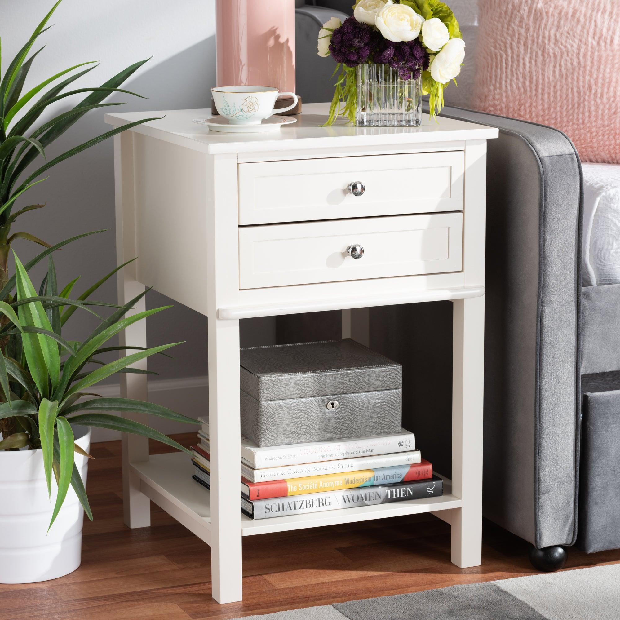 Willow Modern Transitional Finished 2-Drawer Wood End Table