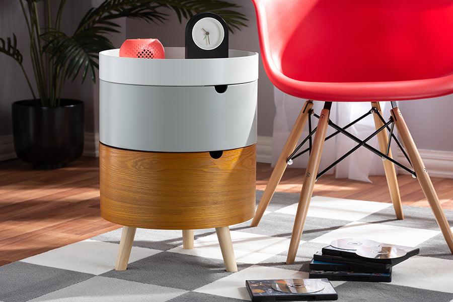 Elison Mid-Century Modern Multi Color 3-Tier Wood End Table