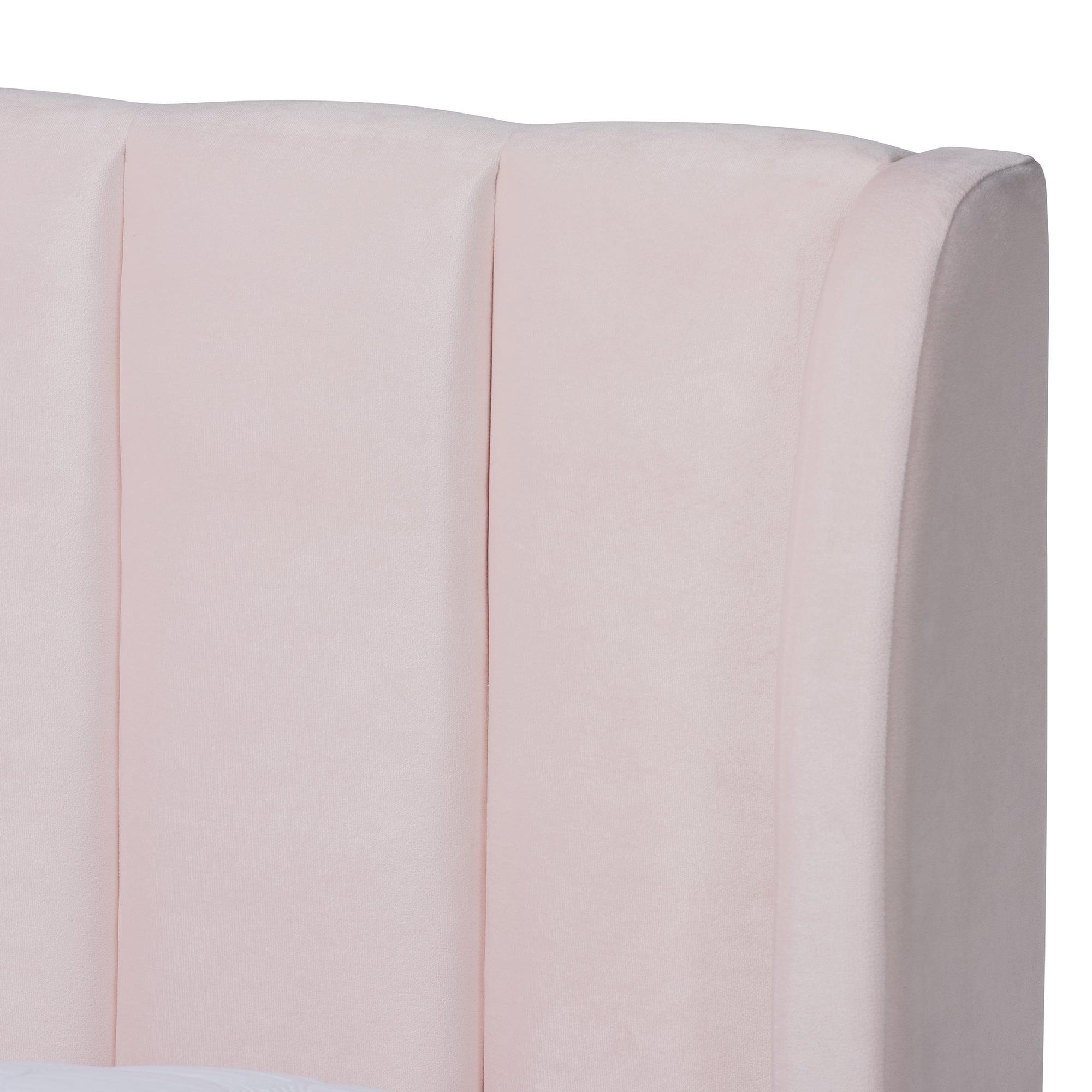 Saverio Glam and Luxe Light Velvet Fabric Upholstered Platform Bed