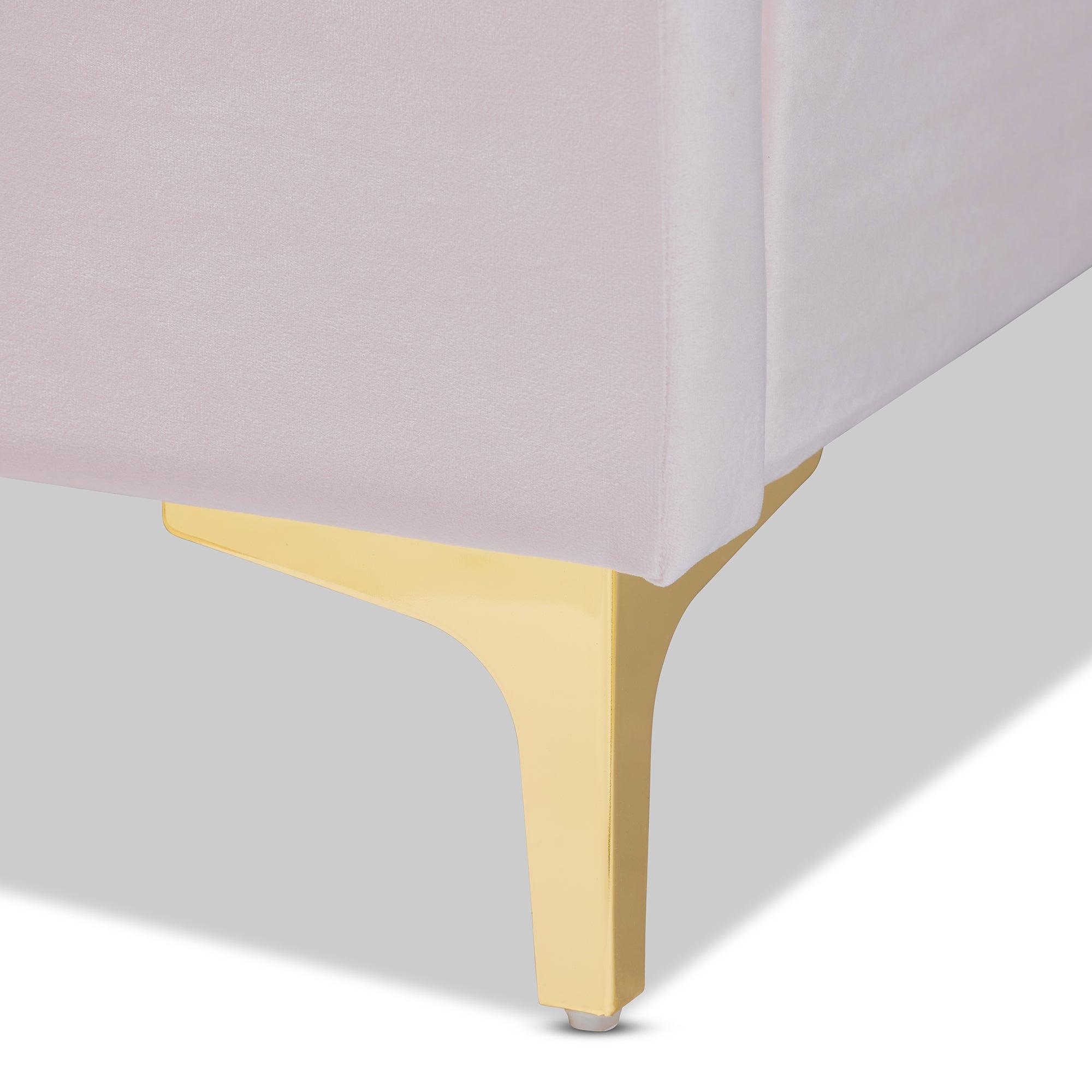 Saverio Glam and Luxe Light Velvet Fabric Upholstered Platform Bed