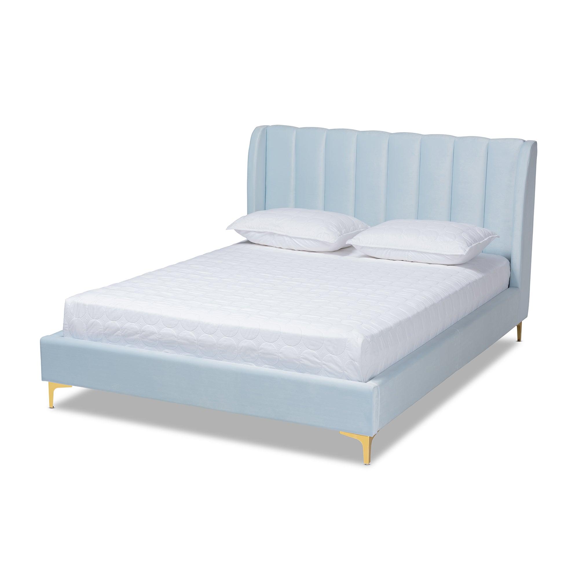 Saverio Glam and Luxe Velvet Fabric Upholstered Platform Bed