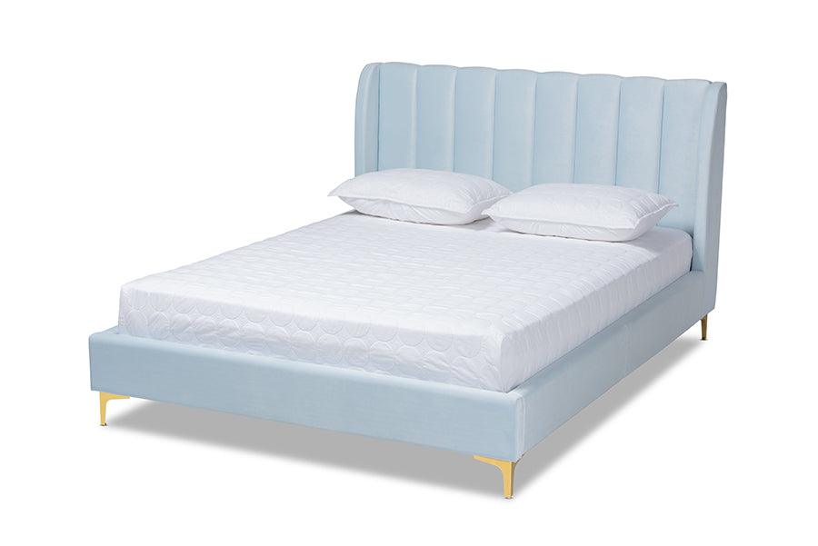 Saverio Glam and Luxe Velvet Fabric Upholstered Platform Bed