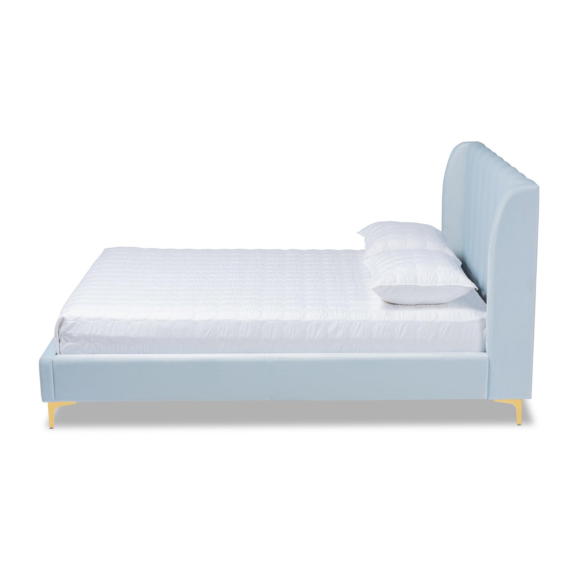 Saverio Glam and Luxe Velvet Fabric Upholstered Platform Bed