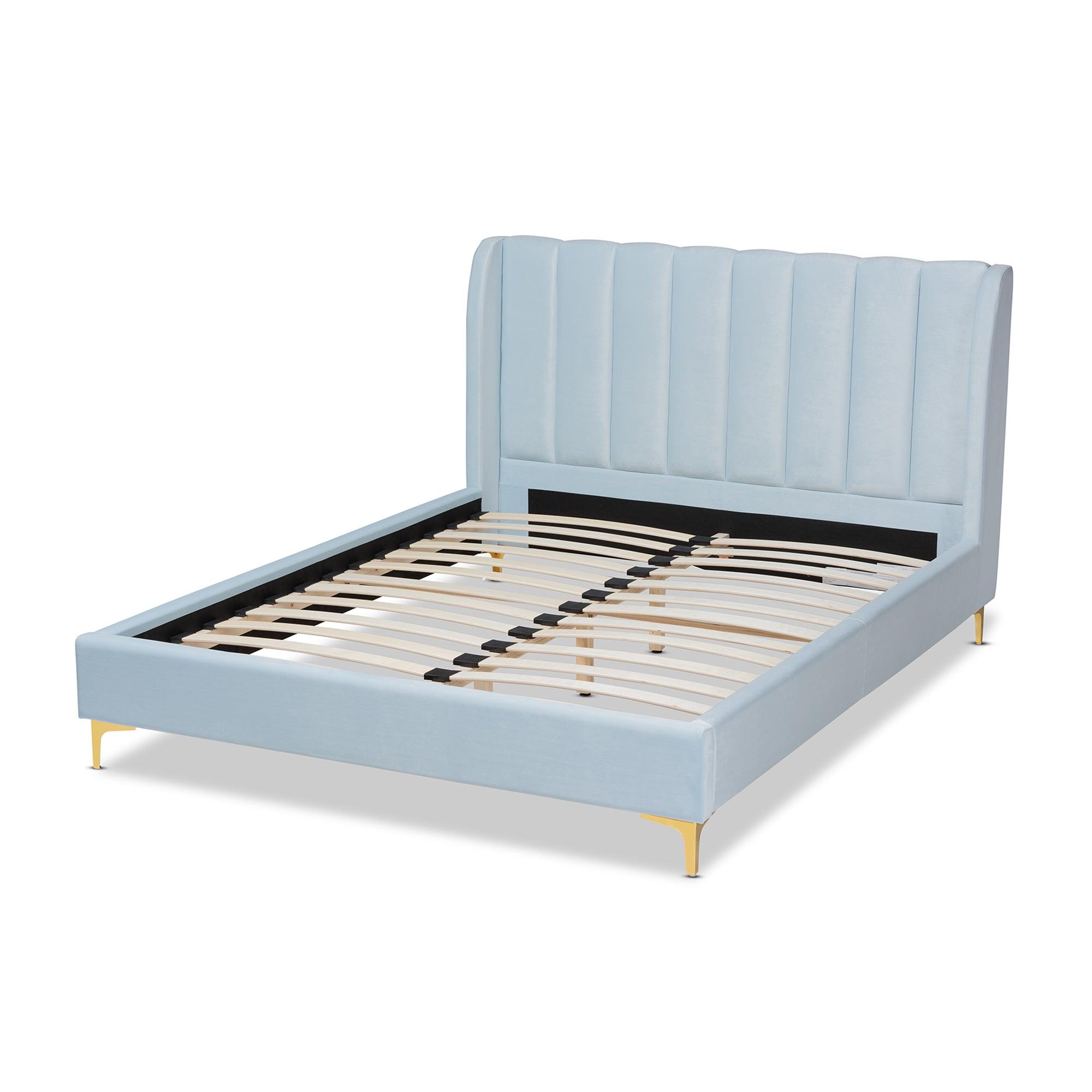 Saverio Glam and Luxe Velvet Fabric Upholstered Platform Bed