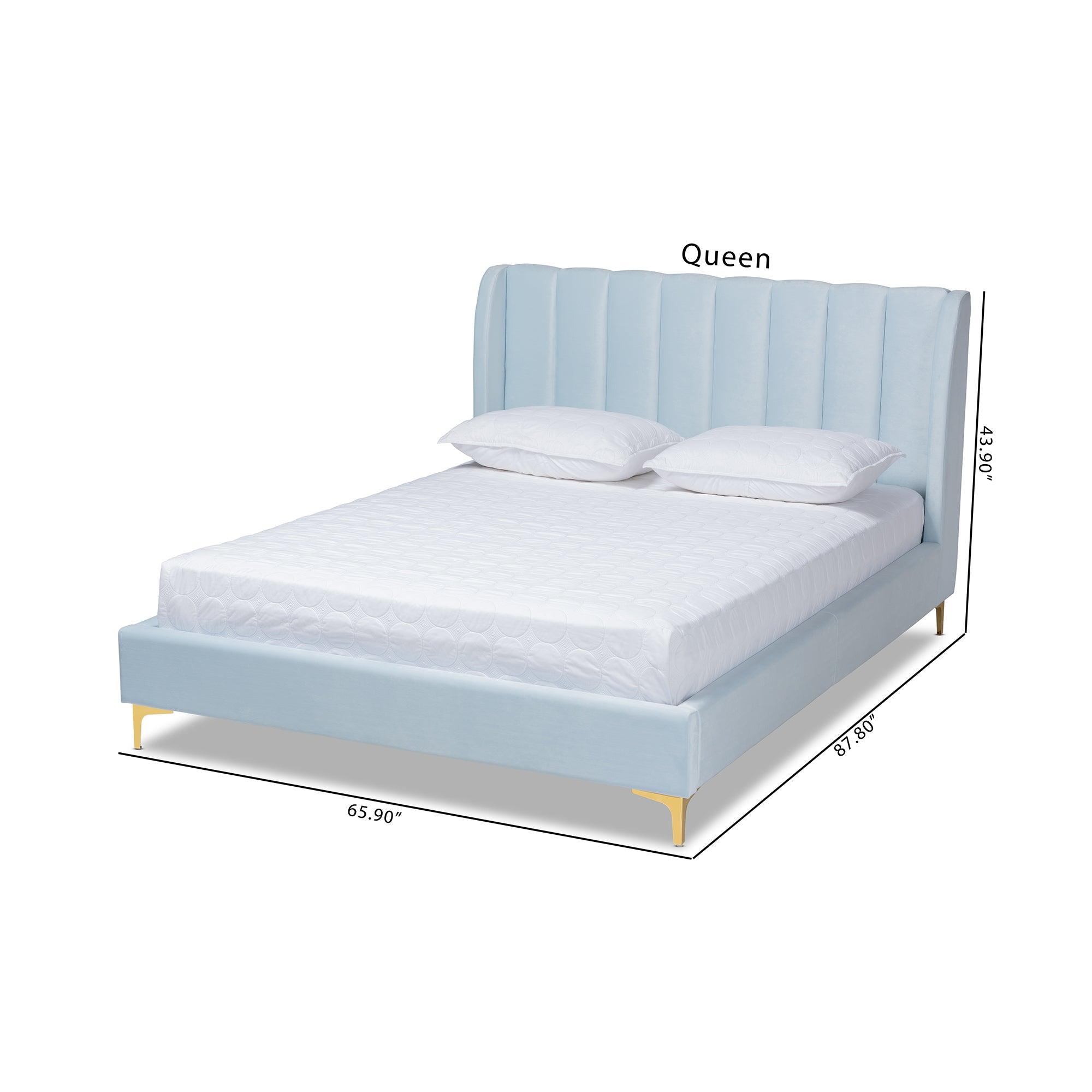 Saverio Glam and Luxe Velvet Fabric Upholstered Platform Bed