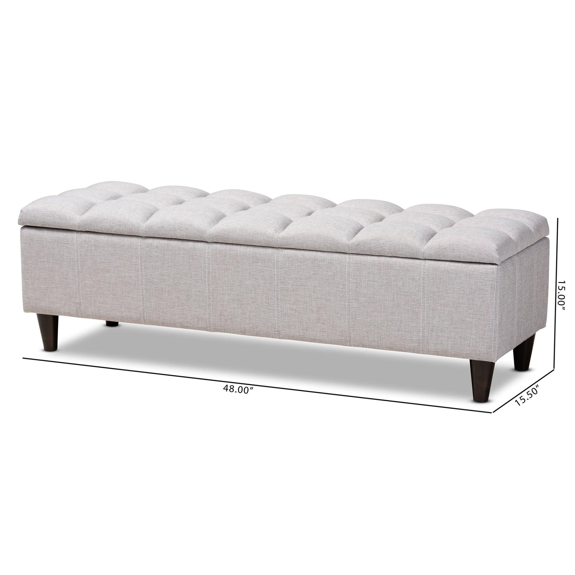 Brette Mid-Century Modern ish Fabric Upholstered Finished Wood Storage Bench