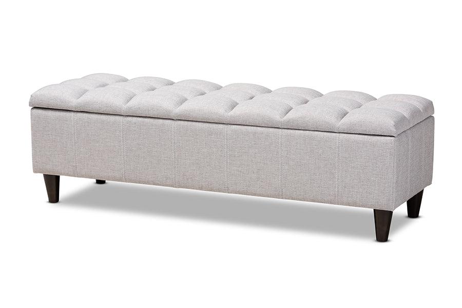 Brette Mid-Century Modern ish Fabric Upholstered Finished Wood Storage Bench