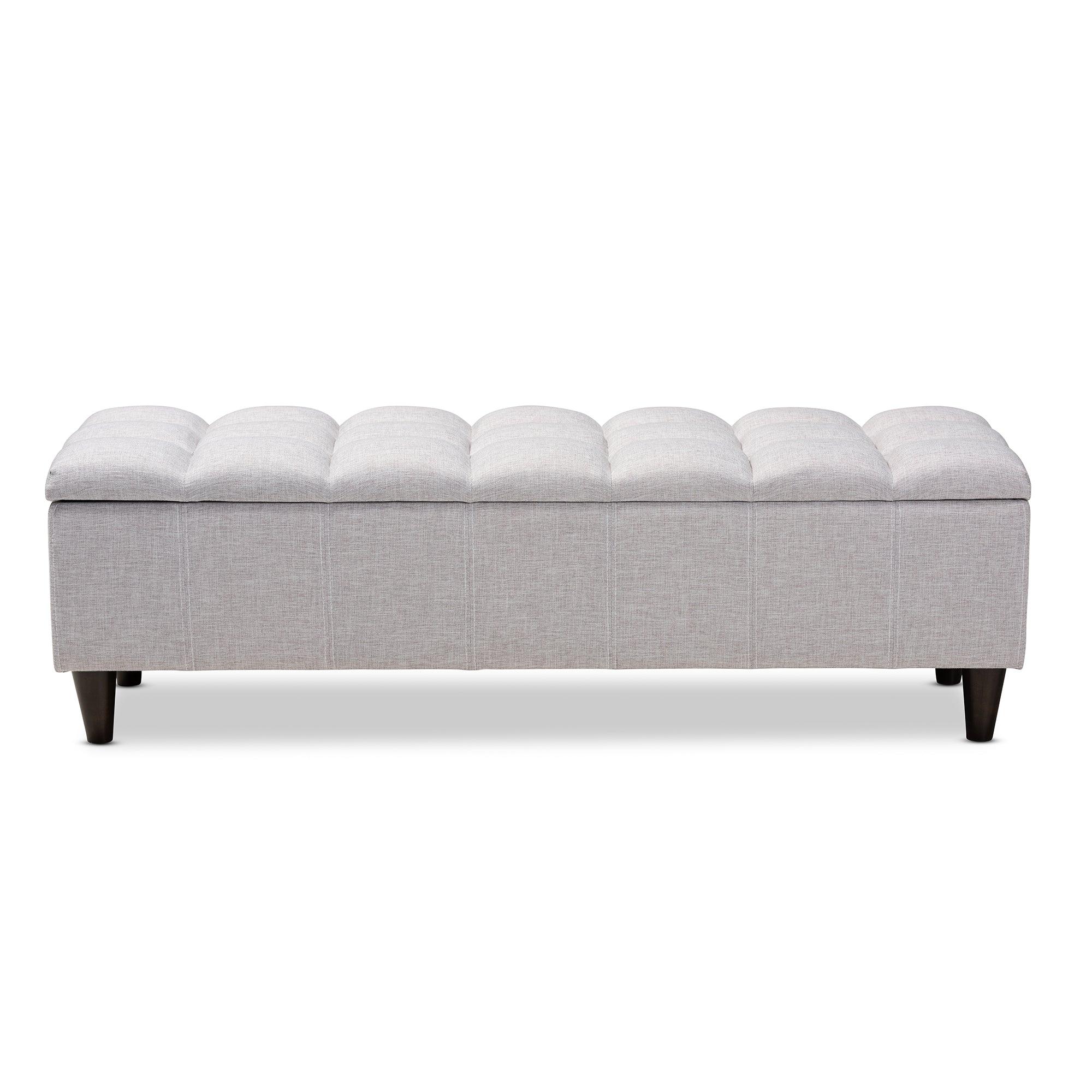 Brette Mid-Century Modern ish Fabric Upholstered Finished Wood Storage Bench