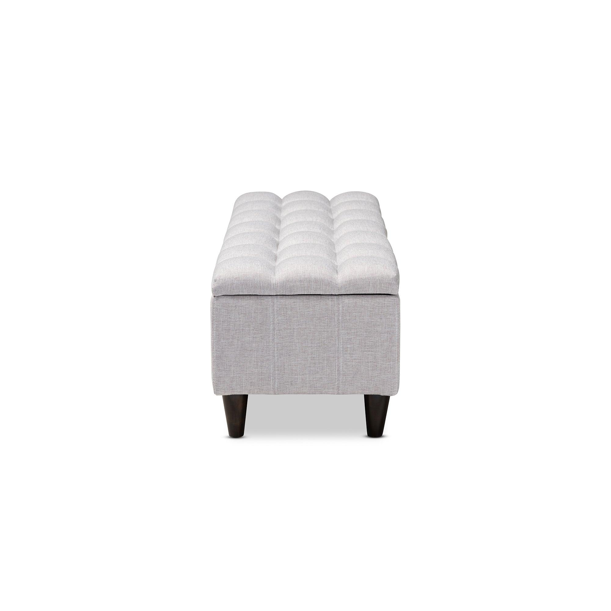Brette Mid-Century Modern ish Fabric Upholstered Finished Wood Storage Bench
