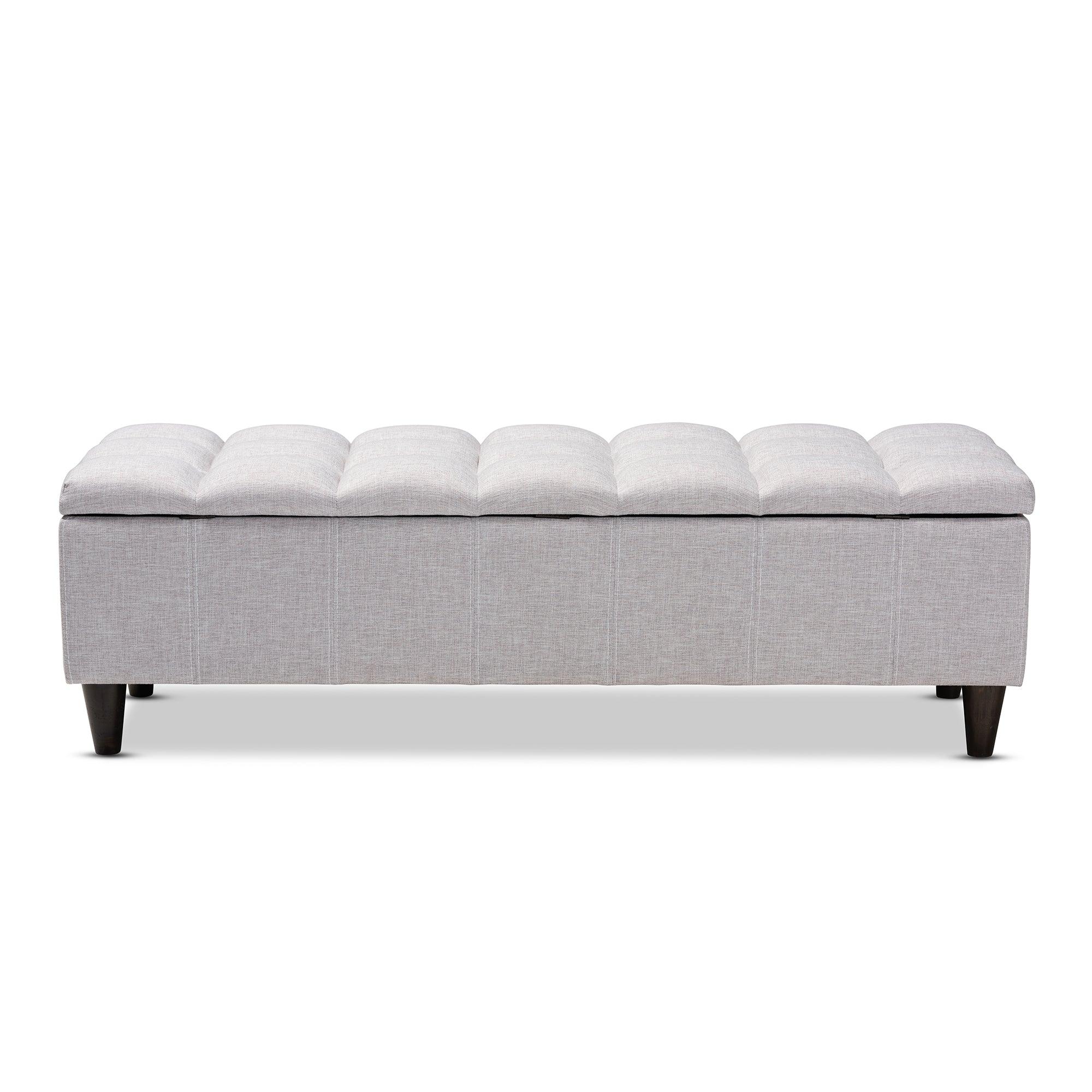 Brette Mid-Century Modern ish Fabric Upholstered Finished Wood Storage Bench