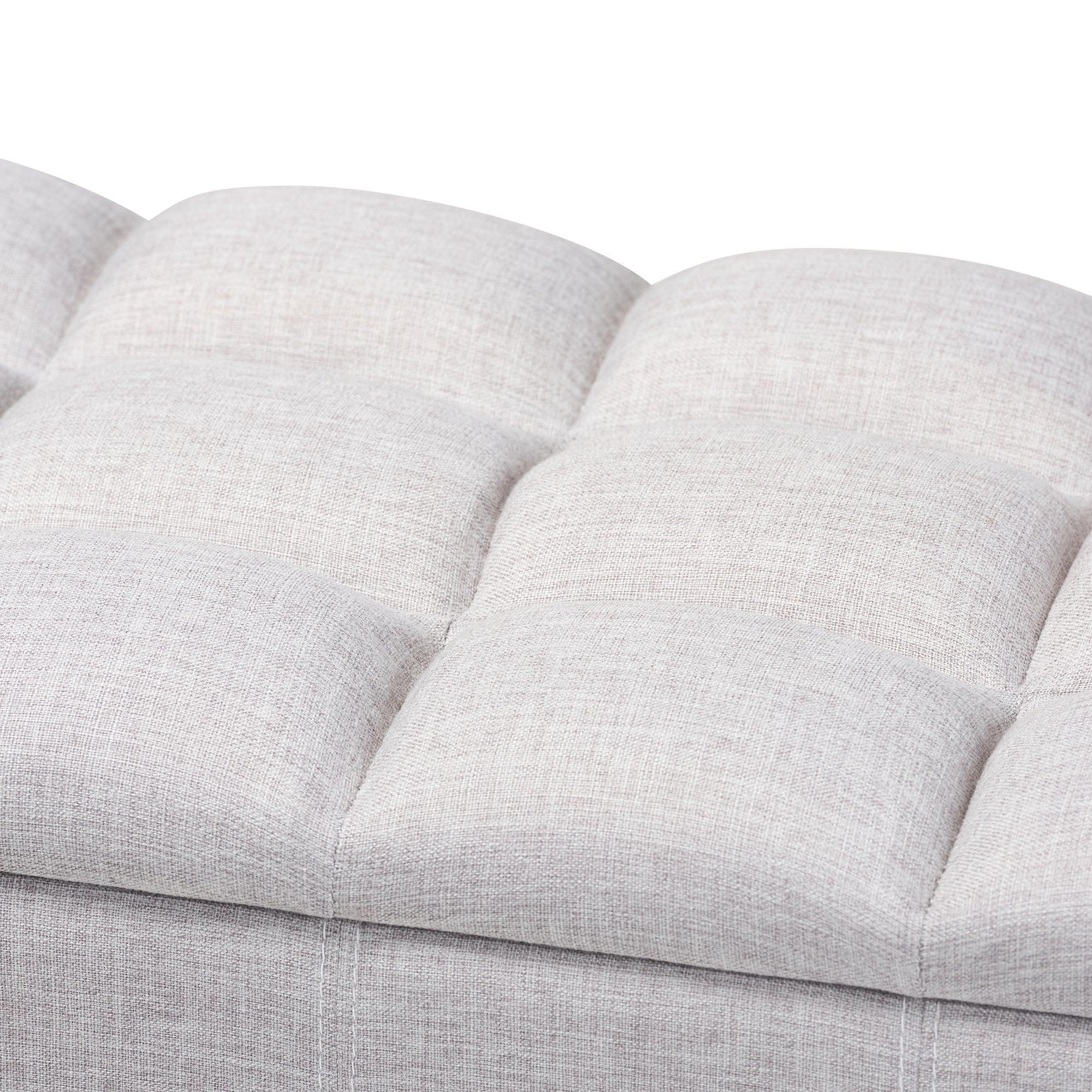 Brette Mid-Century Modern ish Fabric Upholstered Finished Wood Storage Bench