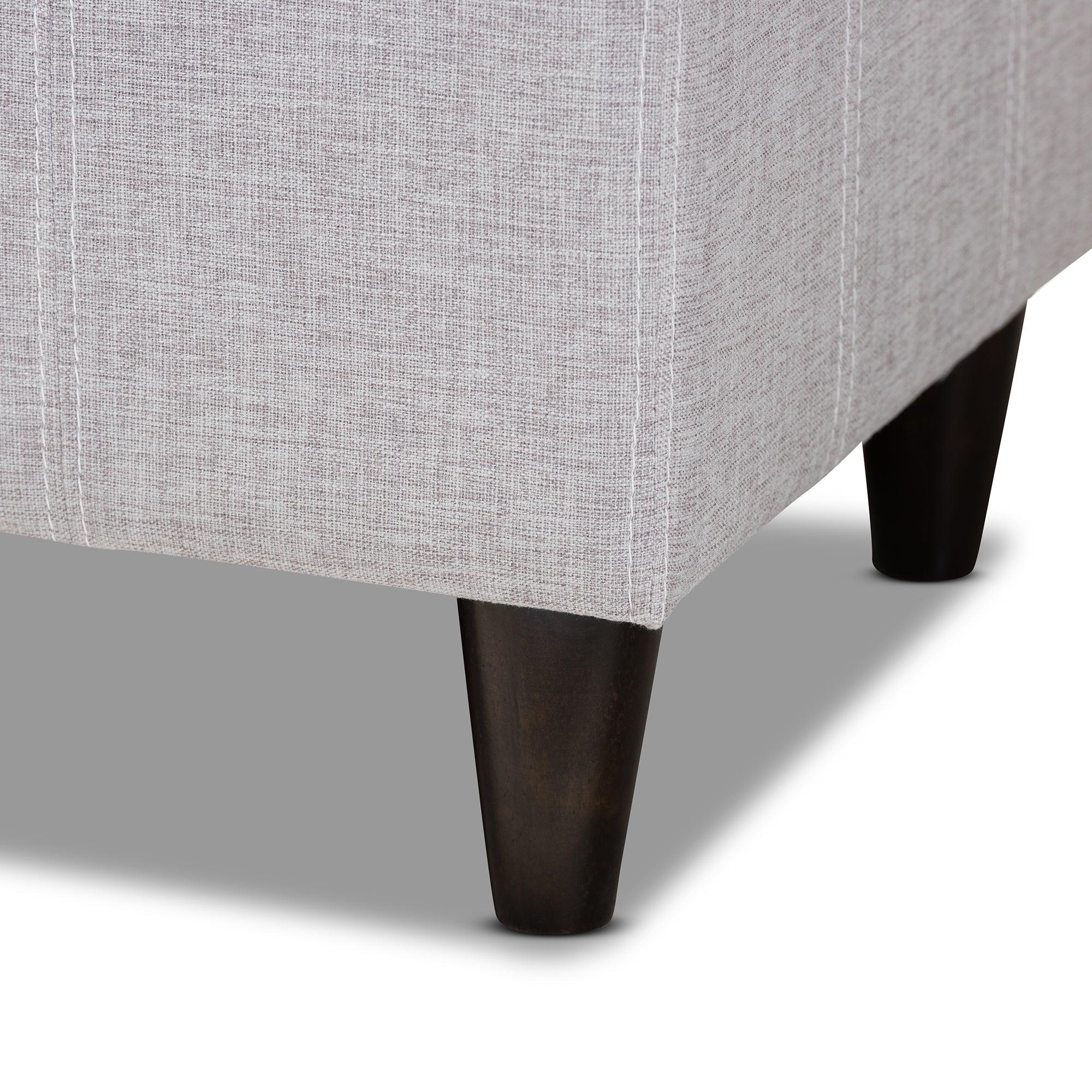 Brette Mid-Century Modern ish Fabric Upholstered Finished Wood Storage Bench
