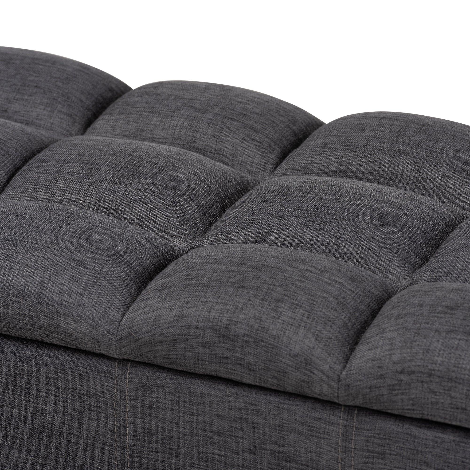 Brette Mid-Century Modern Fabric Upholstered Finished Wood Storage Bench