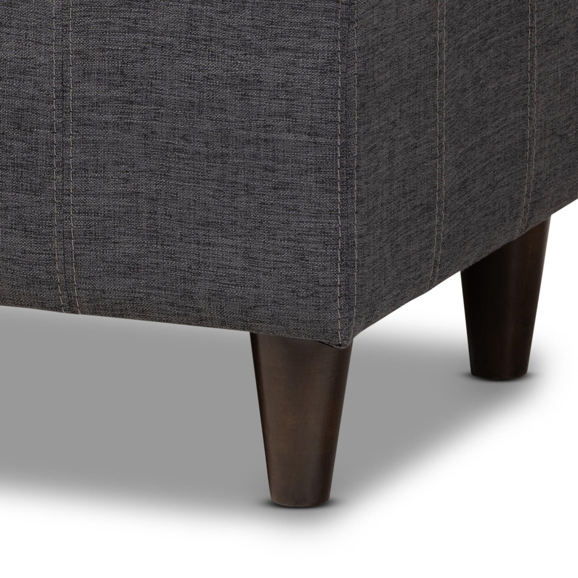 Brette Mid-Century Modern Fabric Upholstered Finished Wood Storage Bench