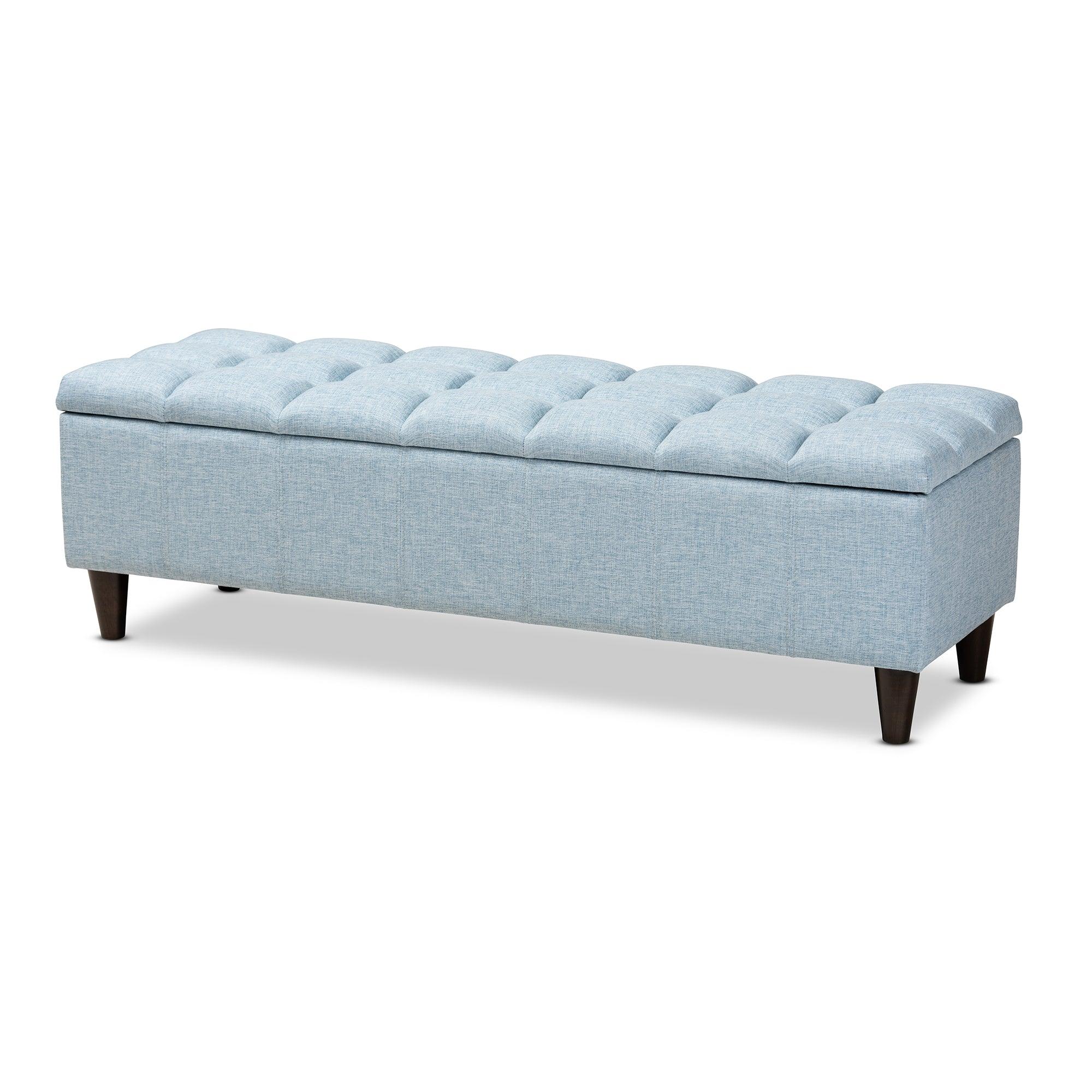 Brette Mid-Century Modern Fabric Upholstered Finished Wood Storage Bench